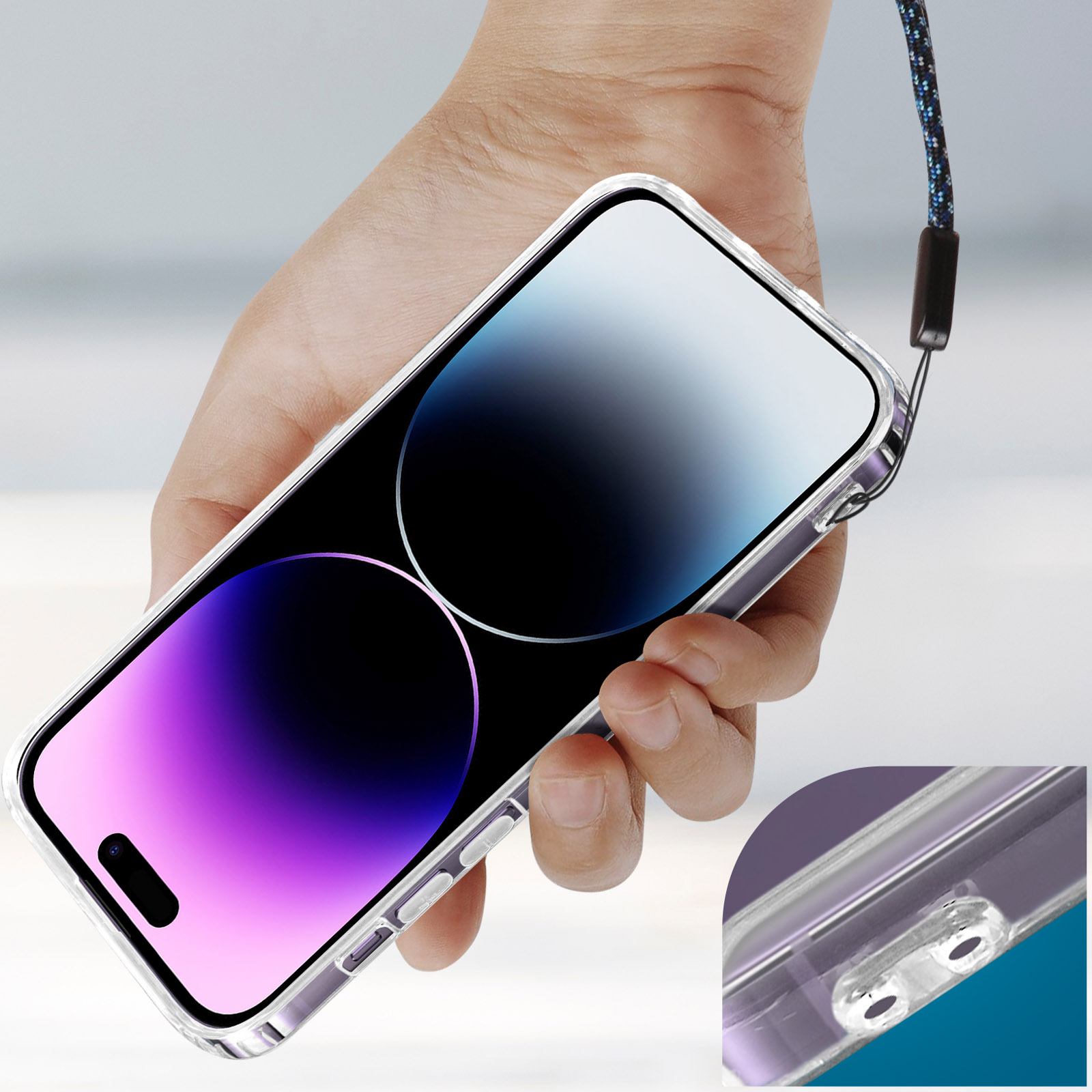 iPhone 14 Pro Max Custodia Silicone Trasparente Rinforzato