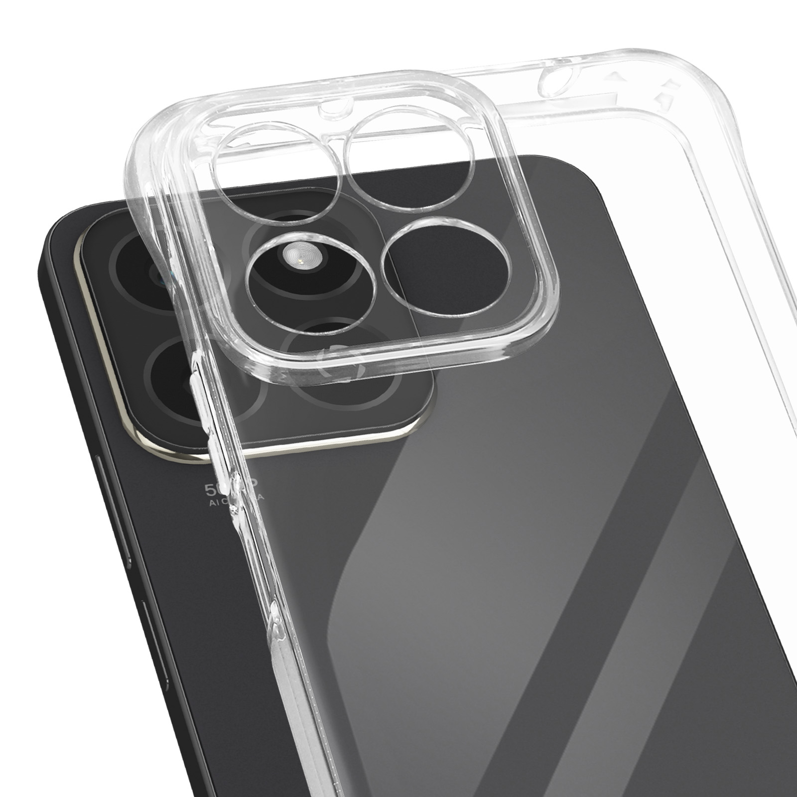Cover Cordino Compatibile con Honor 200, Custodia Trasparente TPU Morbido Silicone Regolabile Antiurto Collana Chiaro Case, Verde