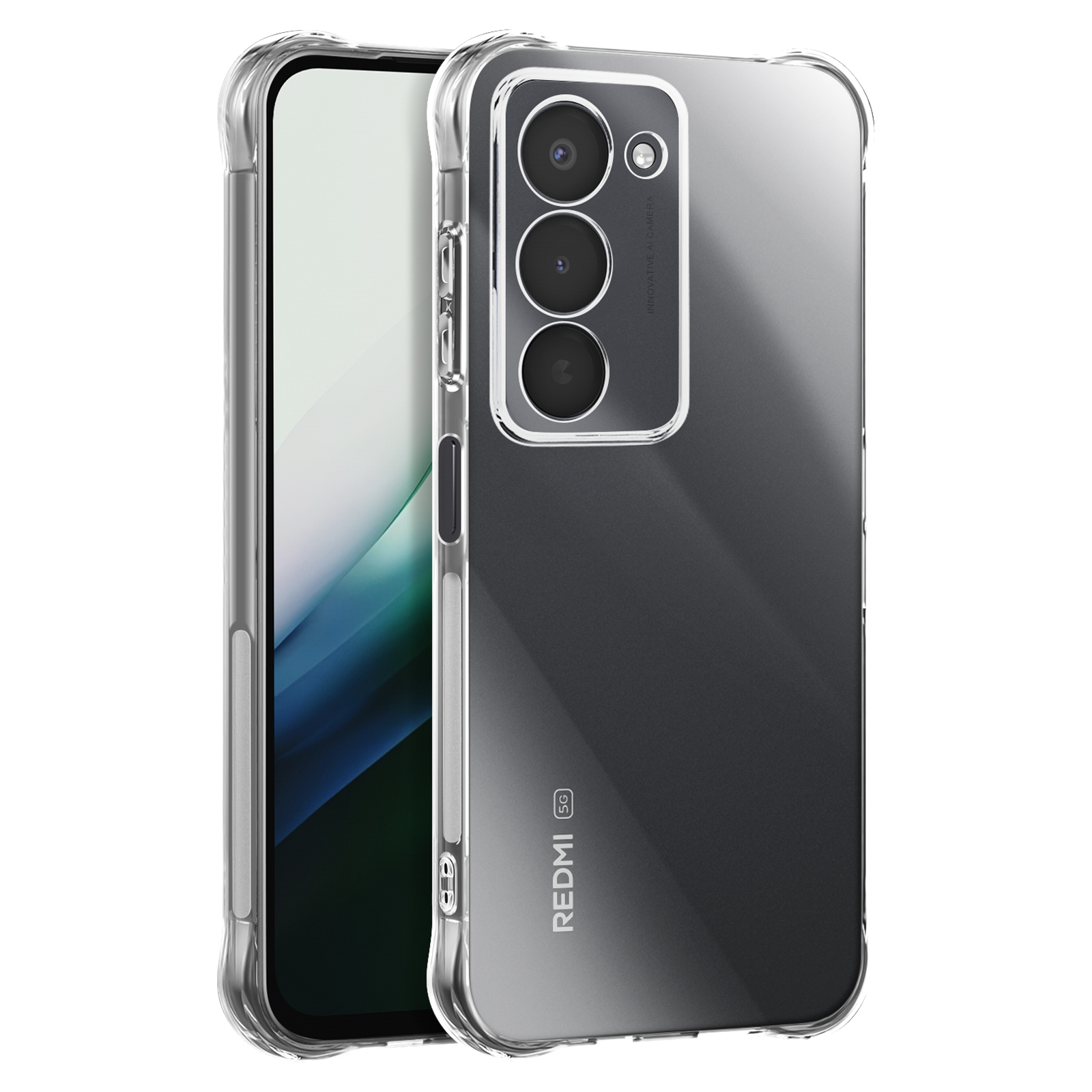 Coque Silicone + Protection Écran Verre Trempé Transparent pour Xiaomi Redmi 14C - Français