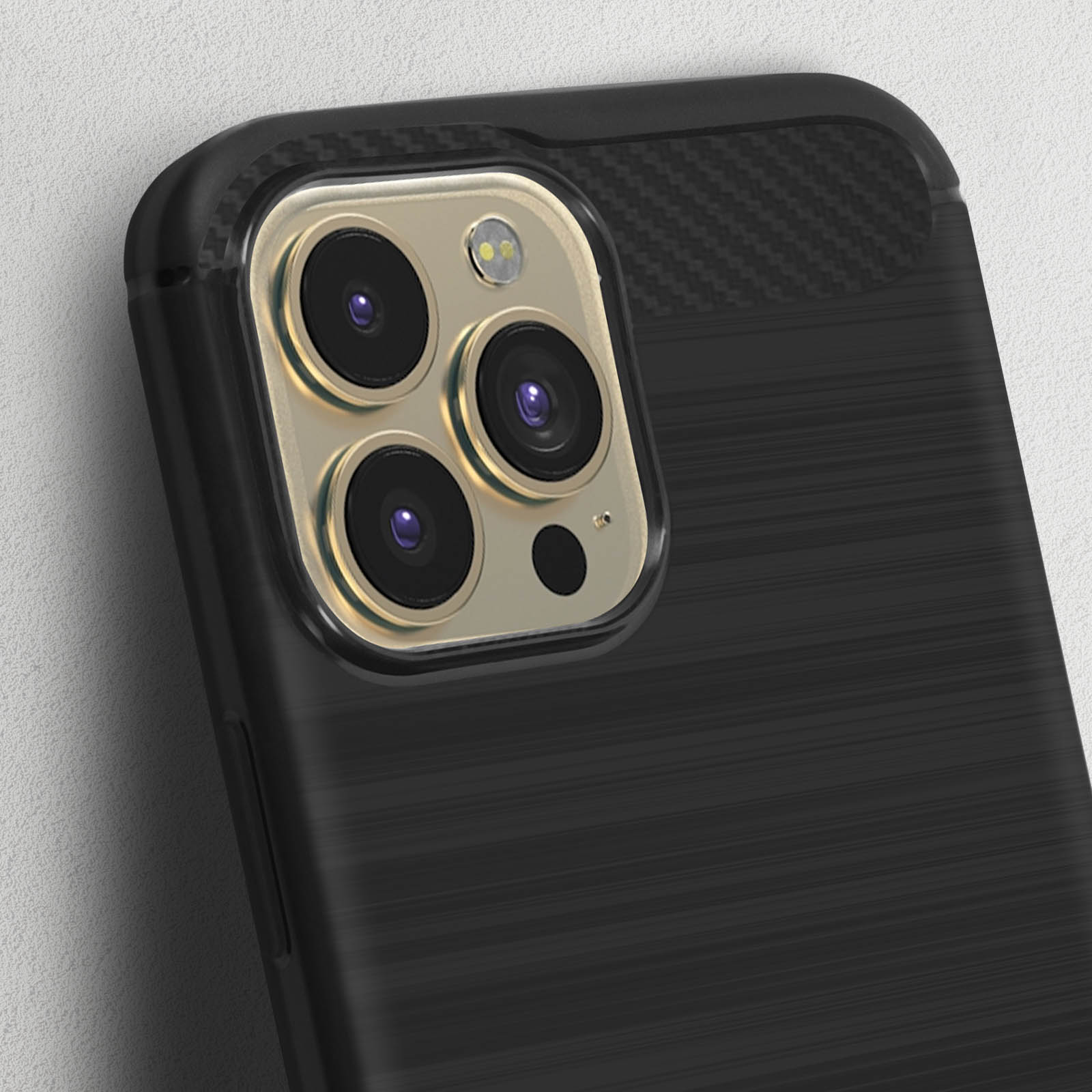 CoverKingz Custodia In Silicone Effetto Carbonio Per IPhone 13 Pro (6,1 Pollici) - Cover Morbida TPU Antiscivolo, Sottile 1,5 Mm, Protezione Per Fotocamera E Display, Colore Nero
