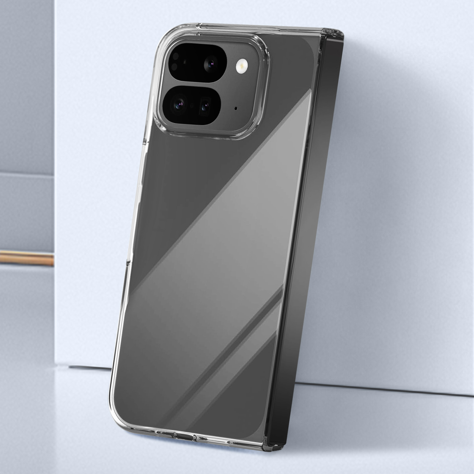 fitBAG Beat Nero per Google Pixel 9 Pro Fold Custodia per cellulare pelle nappa con imbottitura in microfibra | Accessorio con funzione di pulizia | Made in Germany