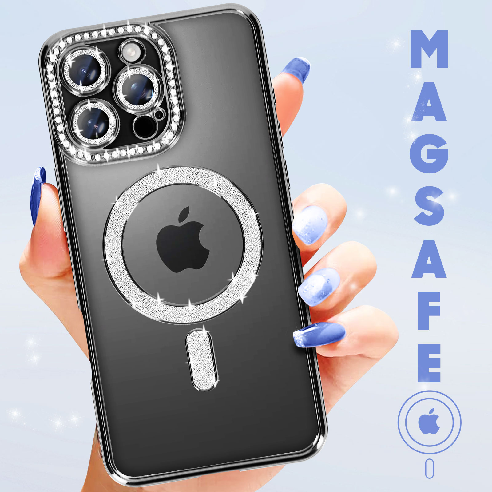 iPhone 17 Pro Max - Custodia glitterata con cordino