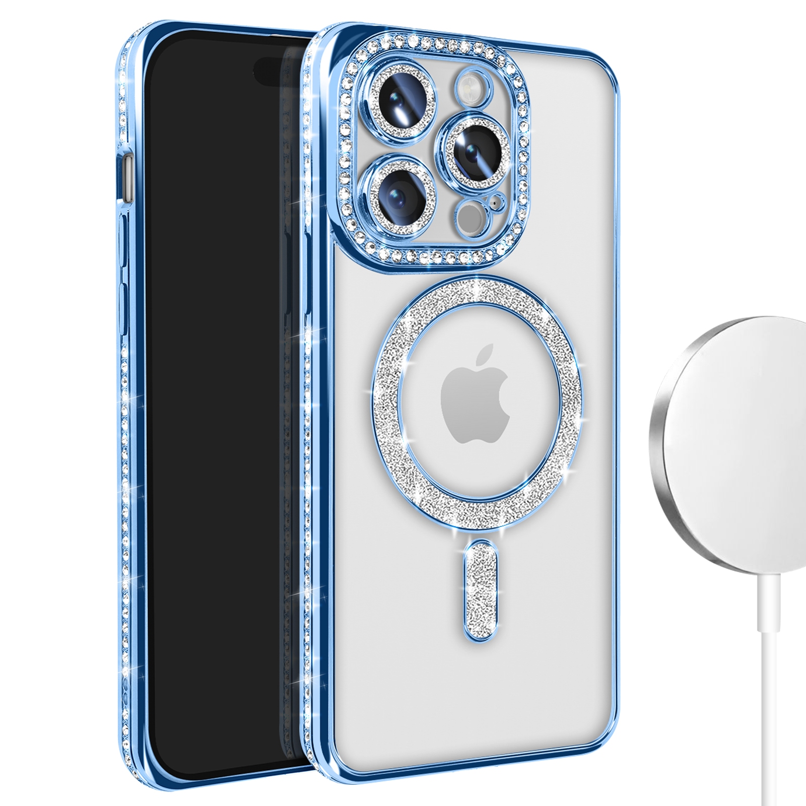 Coque BEBE Metallic Bling Magsafe Pour IPhone 14/13/12 Pro Max - Turquoise