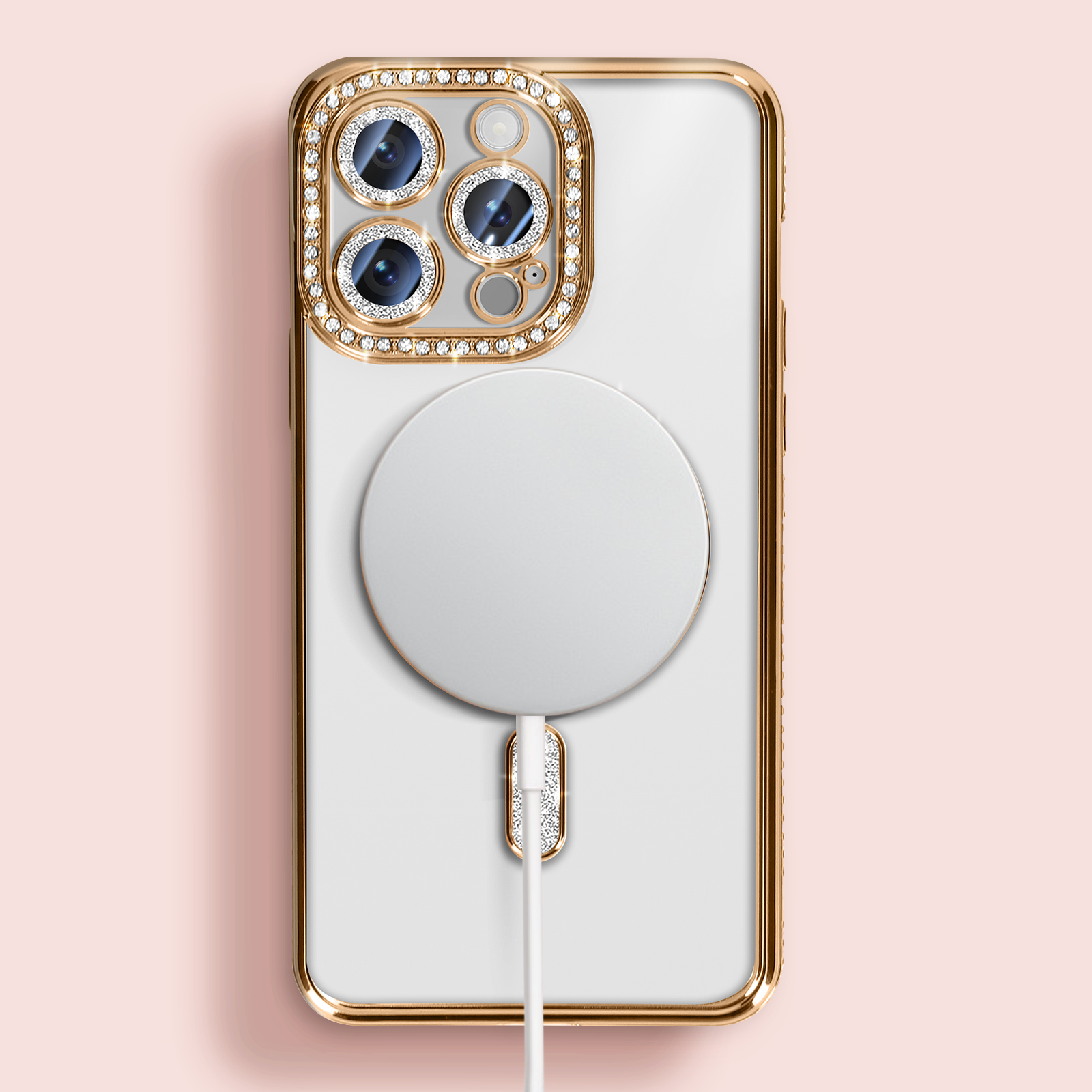 DASFOND Cover Per IPhone 14 Pro Con Anello E Supporto Magnetico - Resistente, Antiurto, Rosa Oro