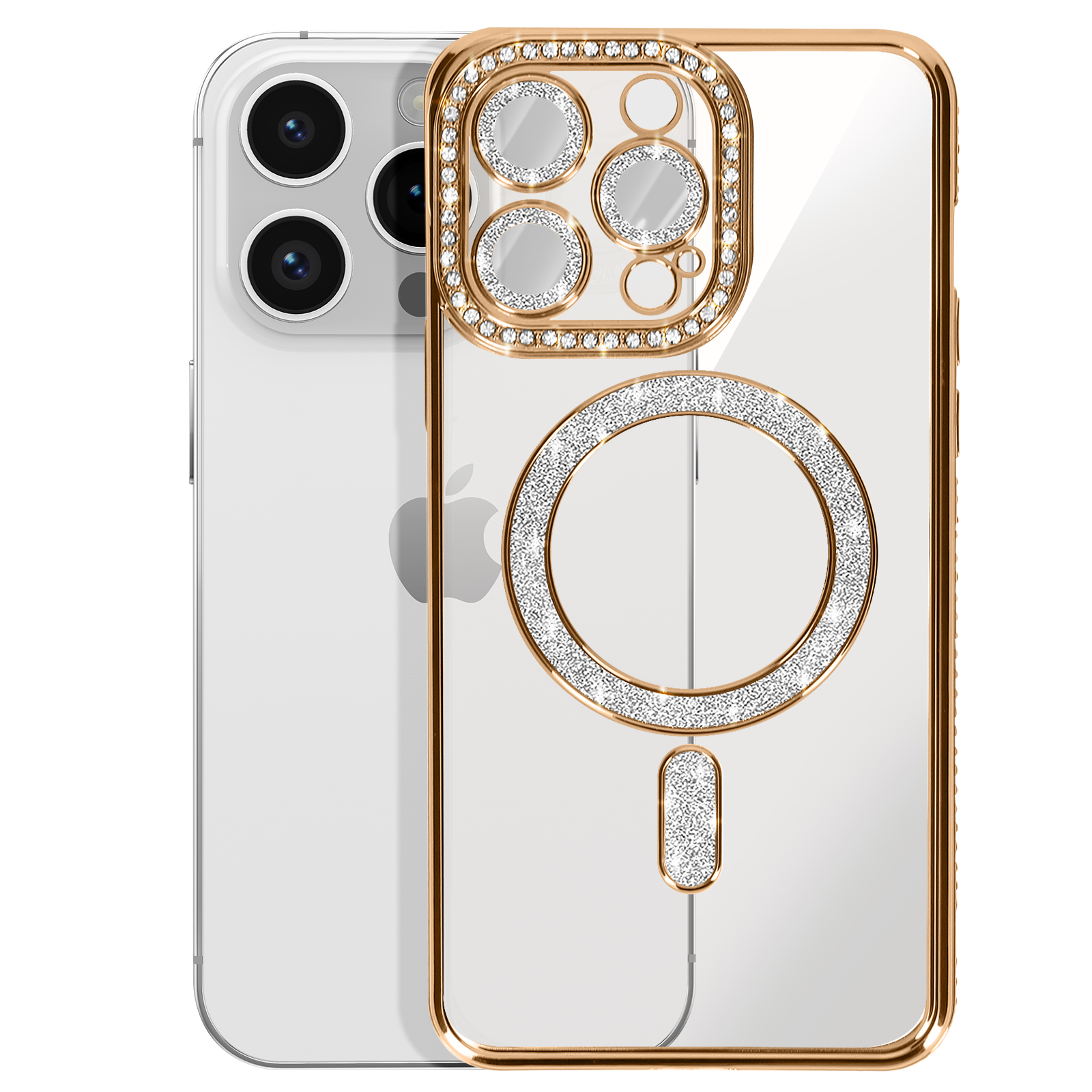 DASFOND Cover Compatibile con iPhone 14, Militare Rigida Armor Custodia con Anello Cavalletto [Supporto Magnetico], Antiurto Protettiva Case in Robusto TPU per iPhone 14 (6,1) - Oro Rosa