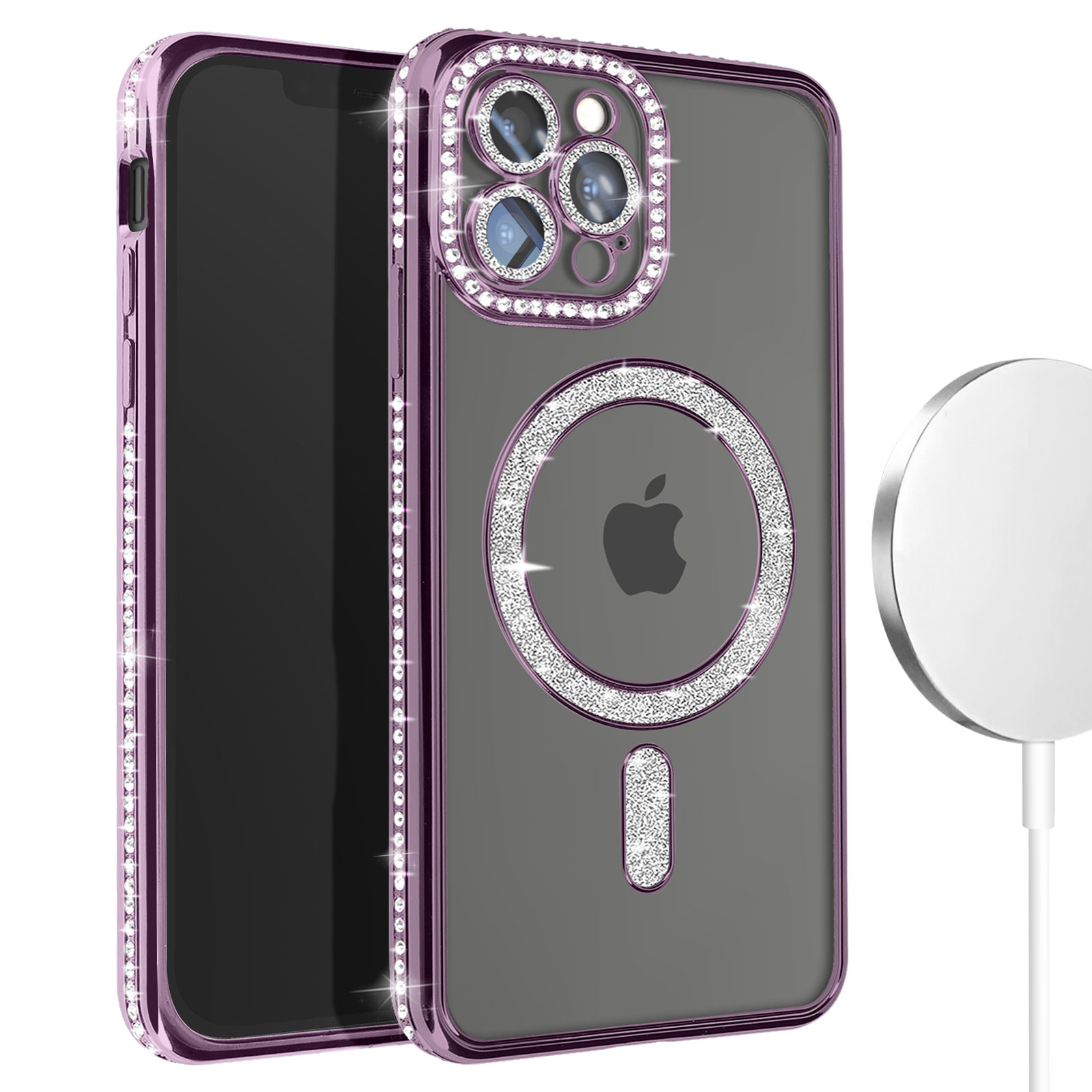 Custodia per iPhone 13 Pro Max con supporto magnetico, compatibile con il caricabatterie Magsafe, viola