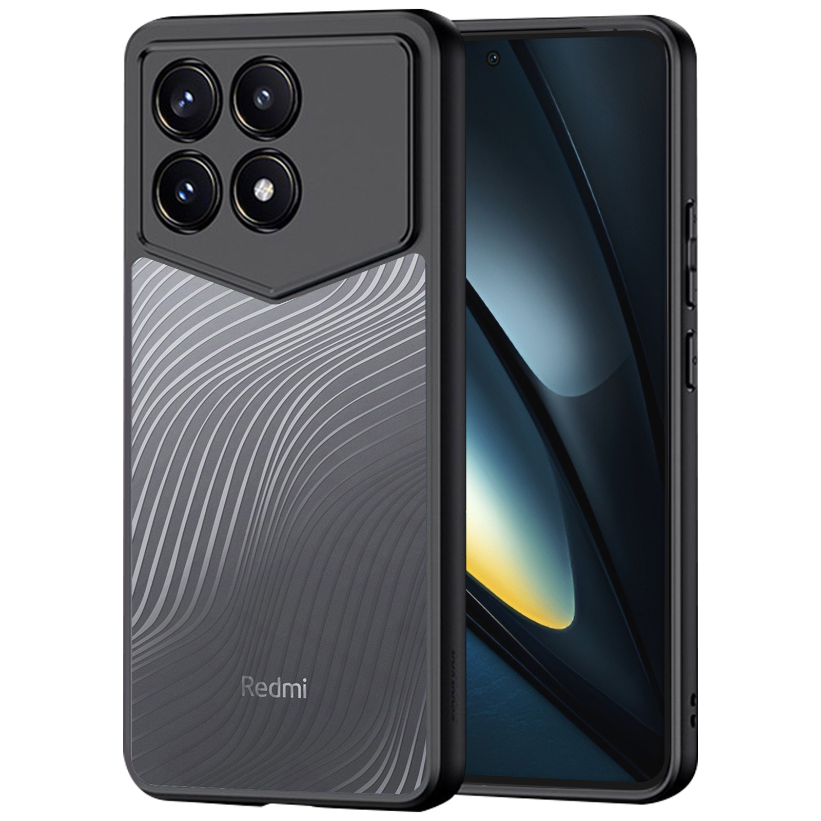 Cover Cordino Compatibile con Xiaomi Poco F6 Pro, Custodia Trasparente TPU Morbido Silicone Regolabile Antiurto Collana Chiaro Case, Nero