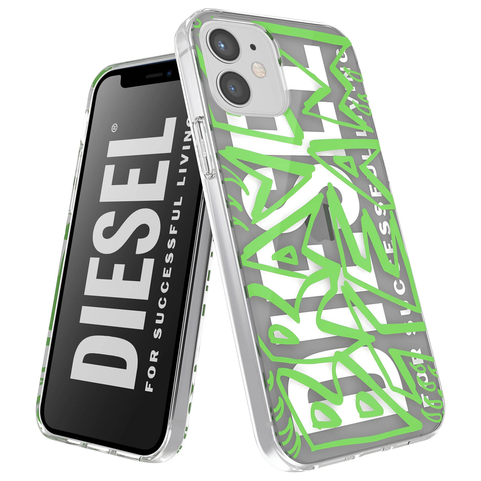 Custodia Diesel Per IPhone 12 Pro Max – Trasparente Con Dettagli Blu E Fluo – Antiurto - copertina