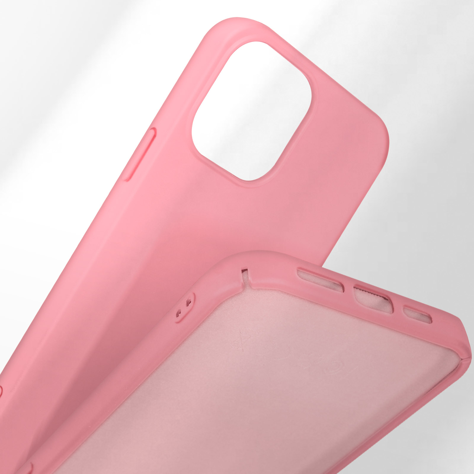 Custodia Per IPhone 13 Pro, Cover Sottile In Silicone TPU Trasparente, Antiurto, Colore Rosa Pesca Mini, 6.1 Pollici - 3