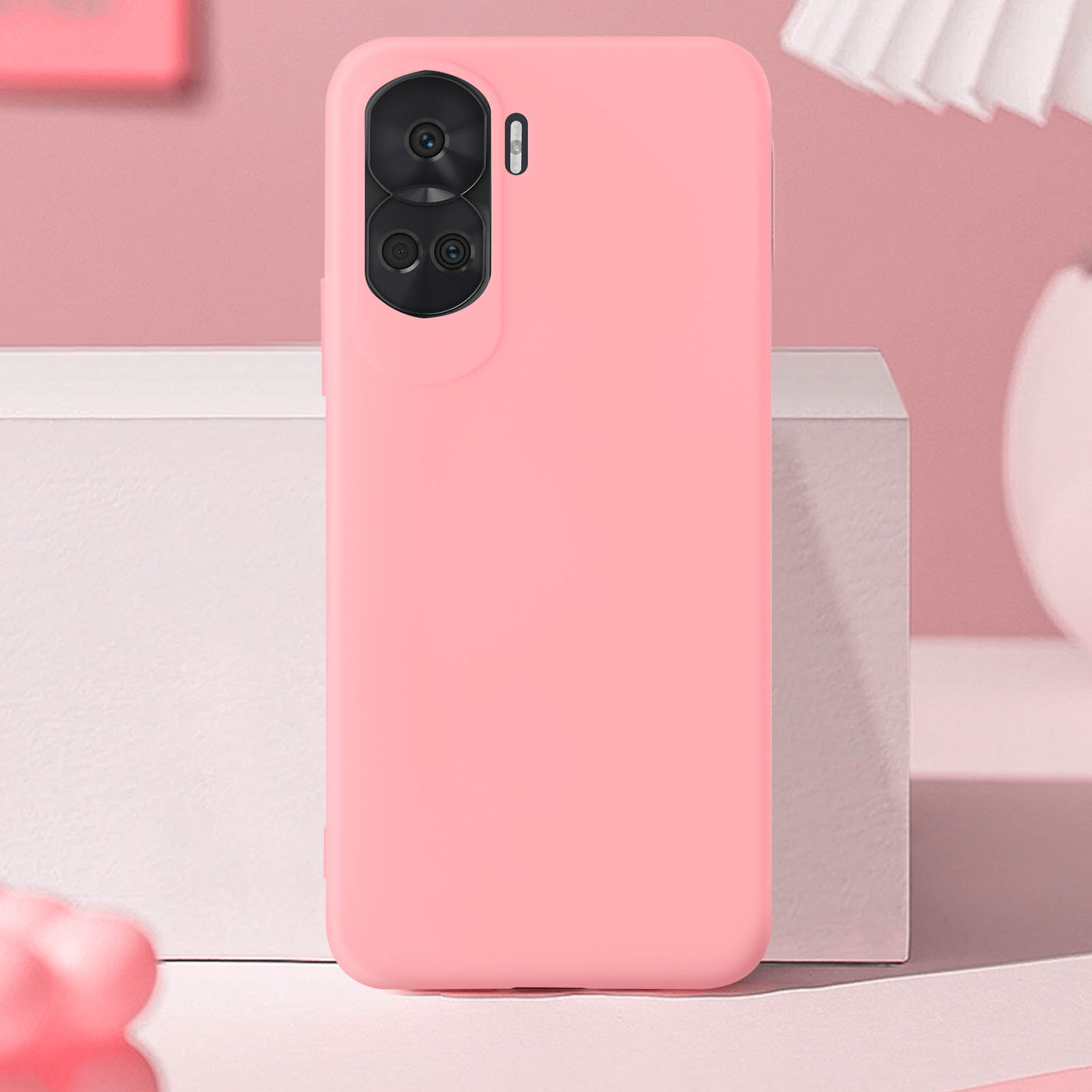 EASSGU Custodia per HONOR 90 5G (6.7 Inches), Cover Silicone TPU Colore Sfumato Trasparente, Custodia per Telefono Antiurto e Antigraffio - Rosa Verde