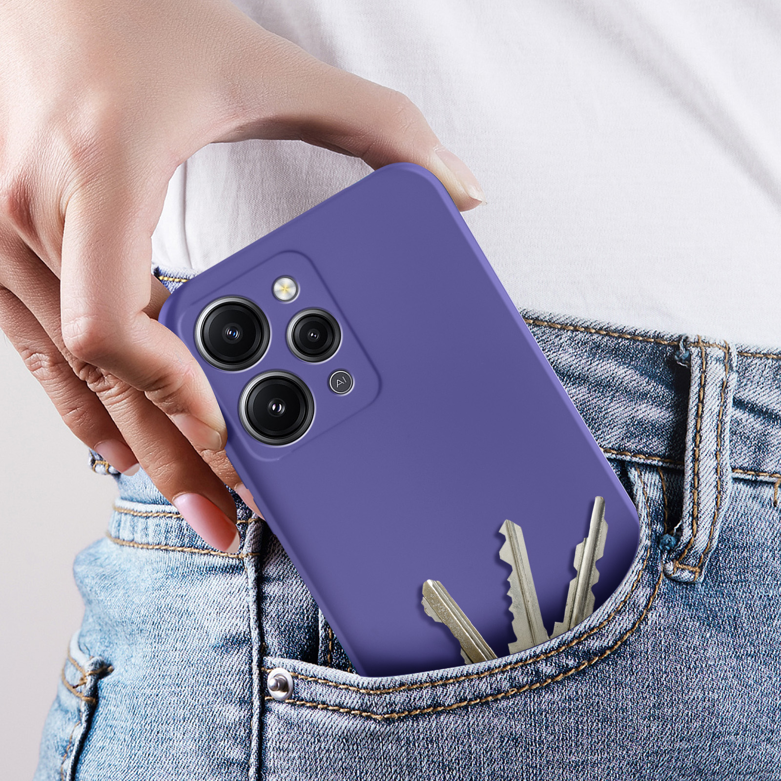 ATISIJIE Cover per Xiaomi Redmi 12C, Custodia AntiGraffio Morbido Silicone Finitura lucida con diamanti Adatto a ragazze e donne-Viola