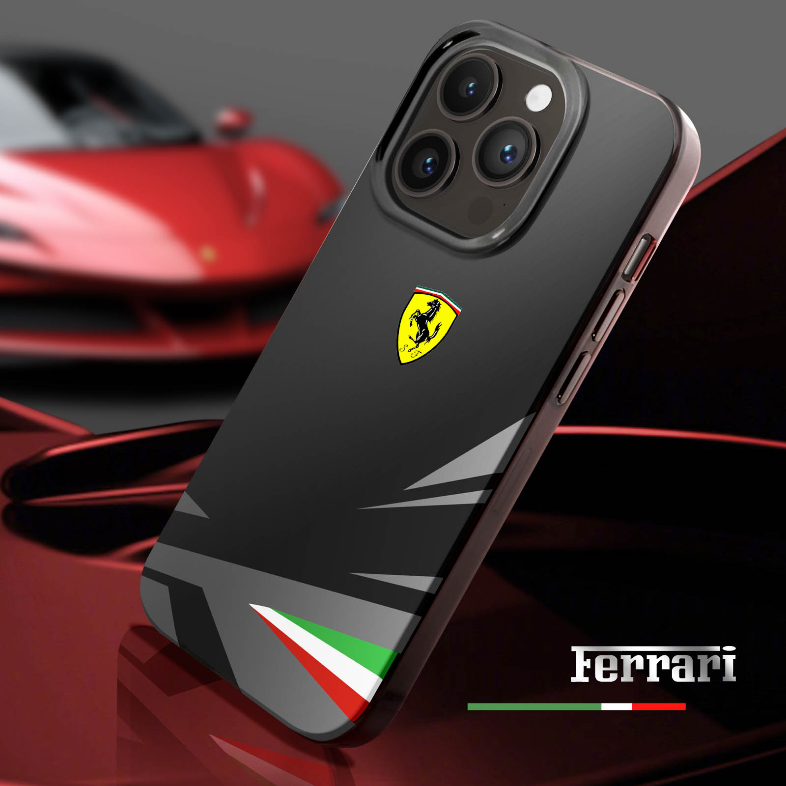 Custodia Ferrari IPhone 14 Pro - Giallo Sfumato, Rigida Con Logo Metallico, Antigraffio - 3