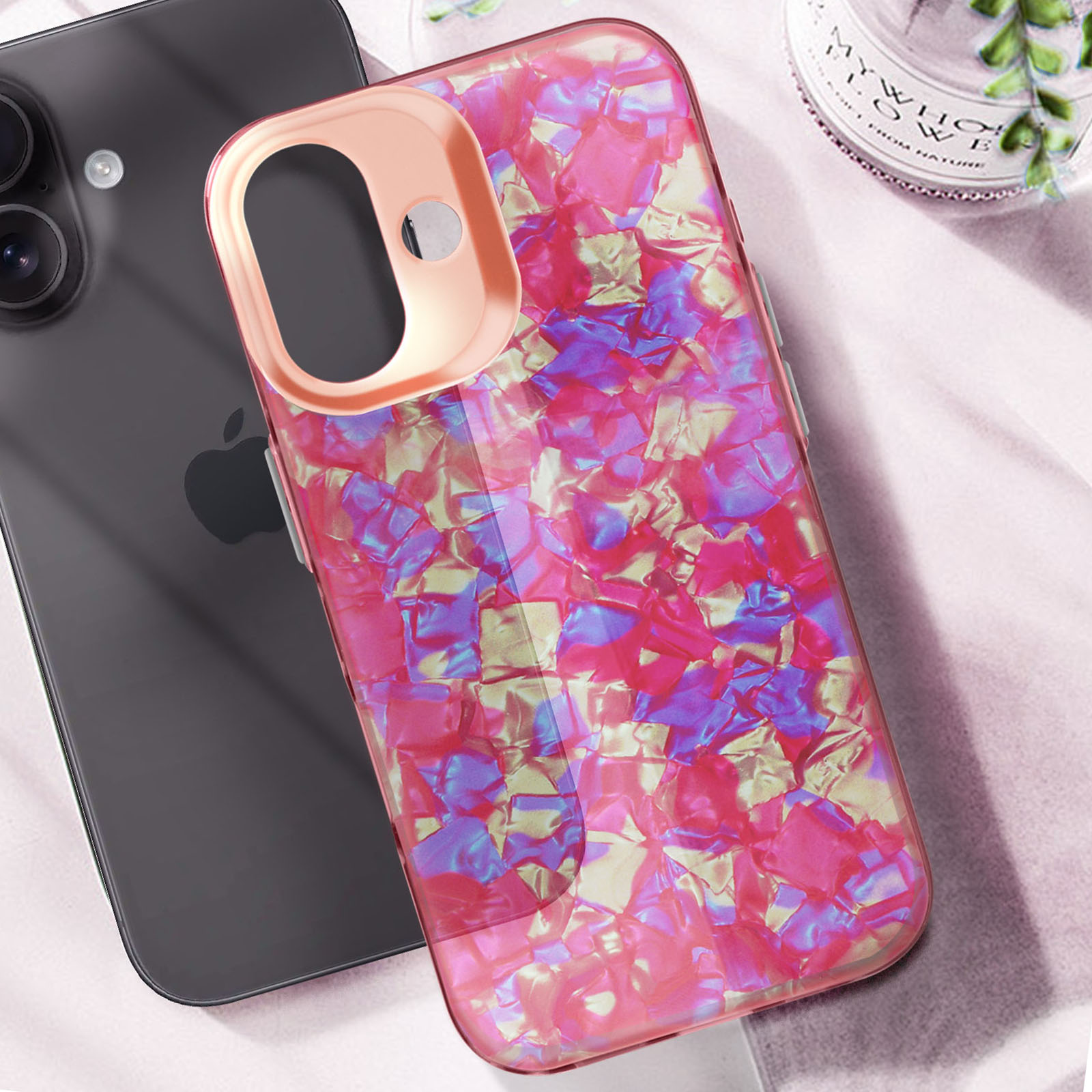 Coque Avizar Glam Pour IPhone 16 Plus - Rose Silicone Antichoc