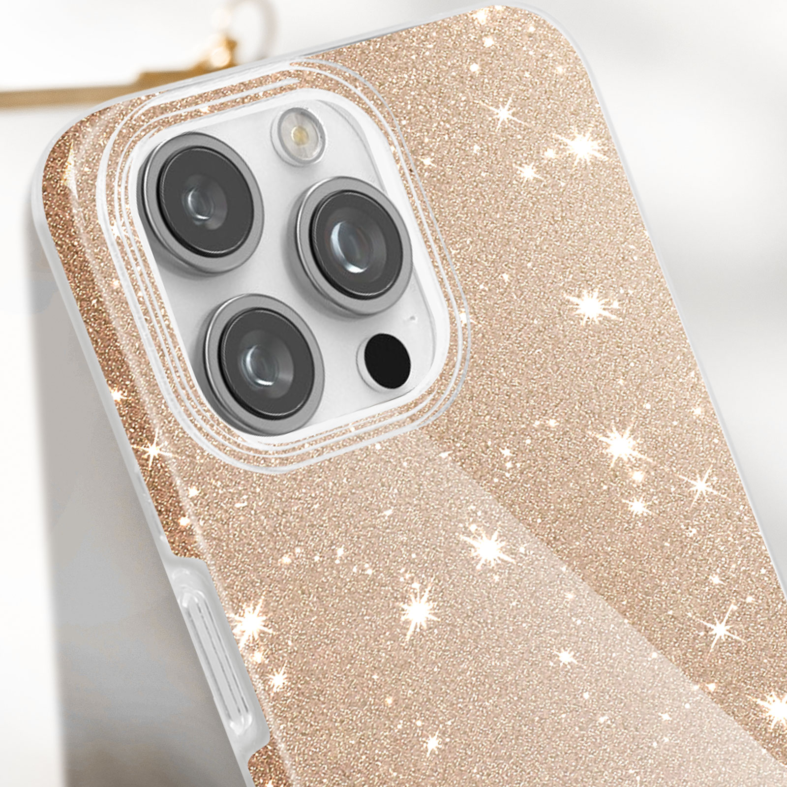 Golden Electroplated Chrome Glass Lense Case For Apple Iphone 16 Pro M
