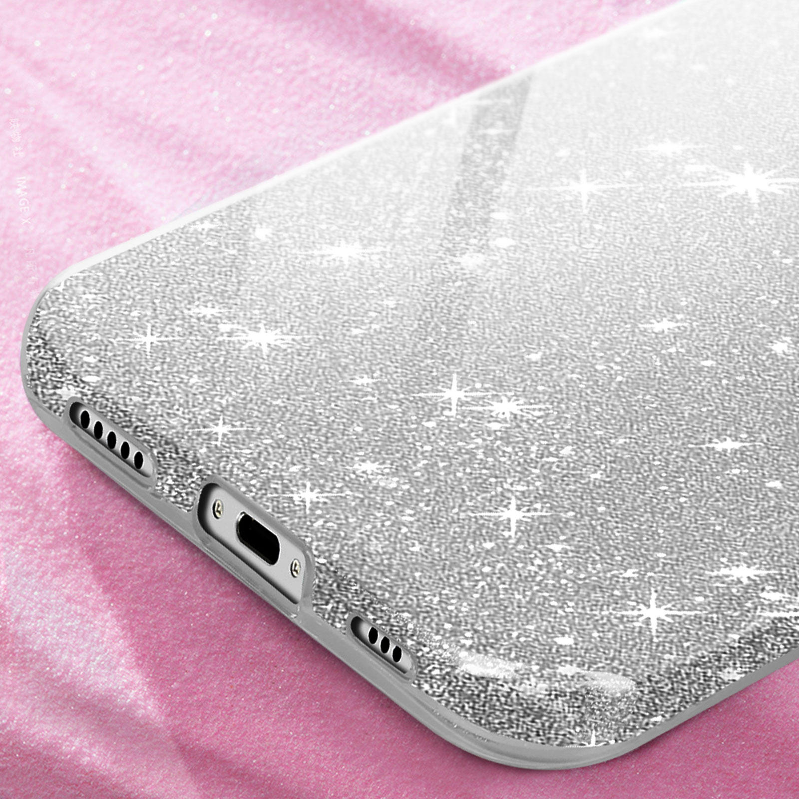 ERT GROUP Custodia Glitter Per IPhone X/XS - Laterali Colorati Argento - 4