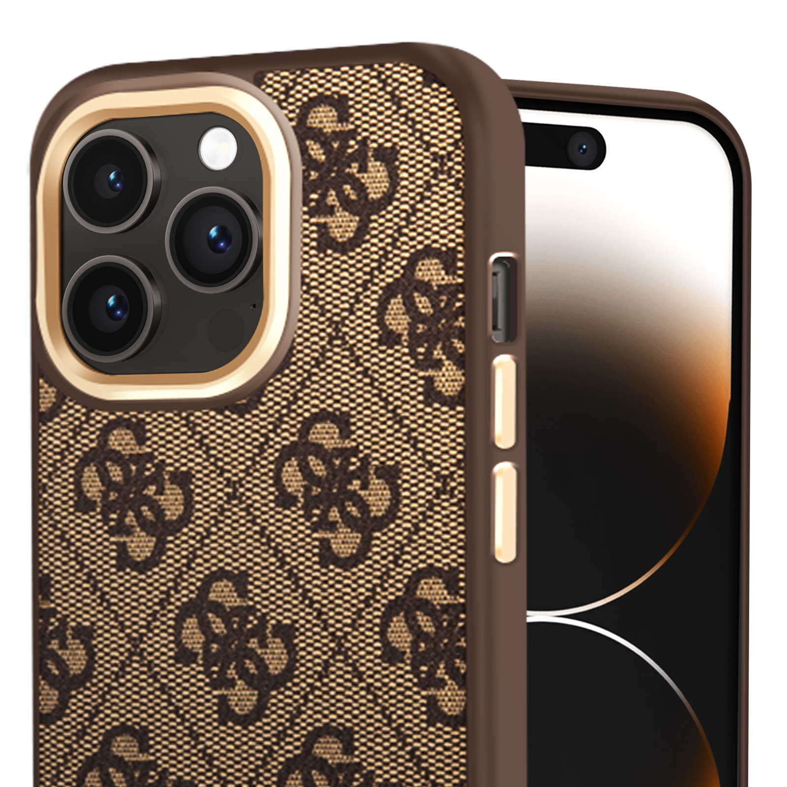 Coque Guess Série MagSafe Logo 4G IPhone 13 Coloris Noir Avec Logo Metal Dore