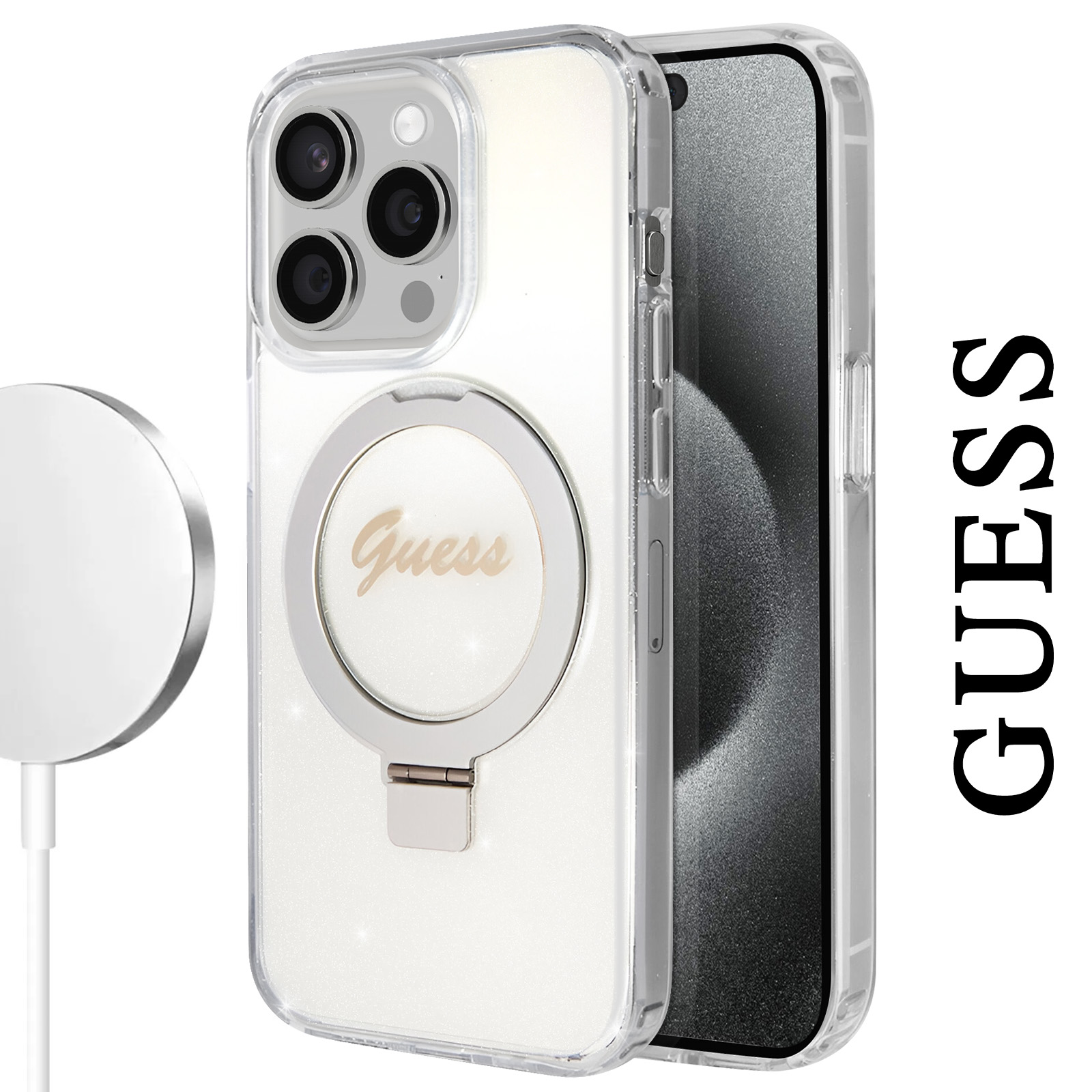 Cover Rigida Anti-urto per iPhone 12 Mini, Guess Metallic Series - Nera - Italiano