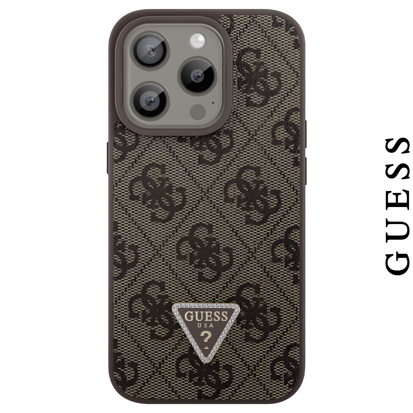 Custodia Guess Fixed Glitter Big 4G Metal Frame per iPhone 17 Pro Max nero - Guess