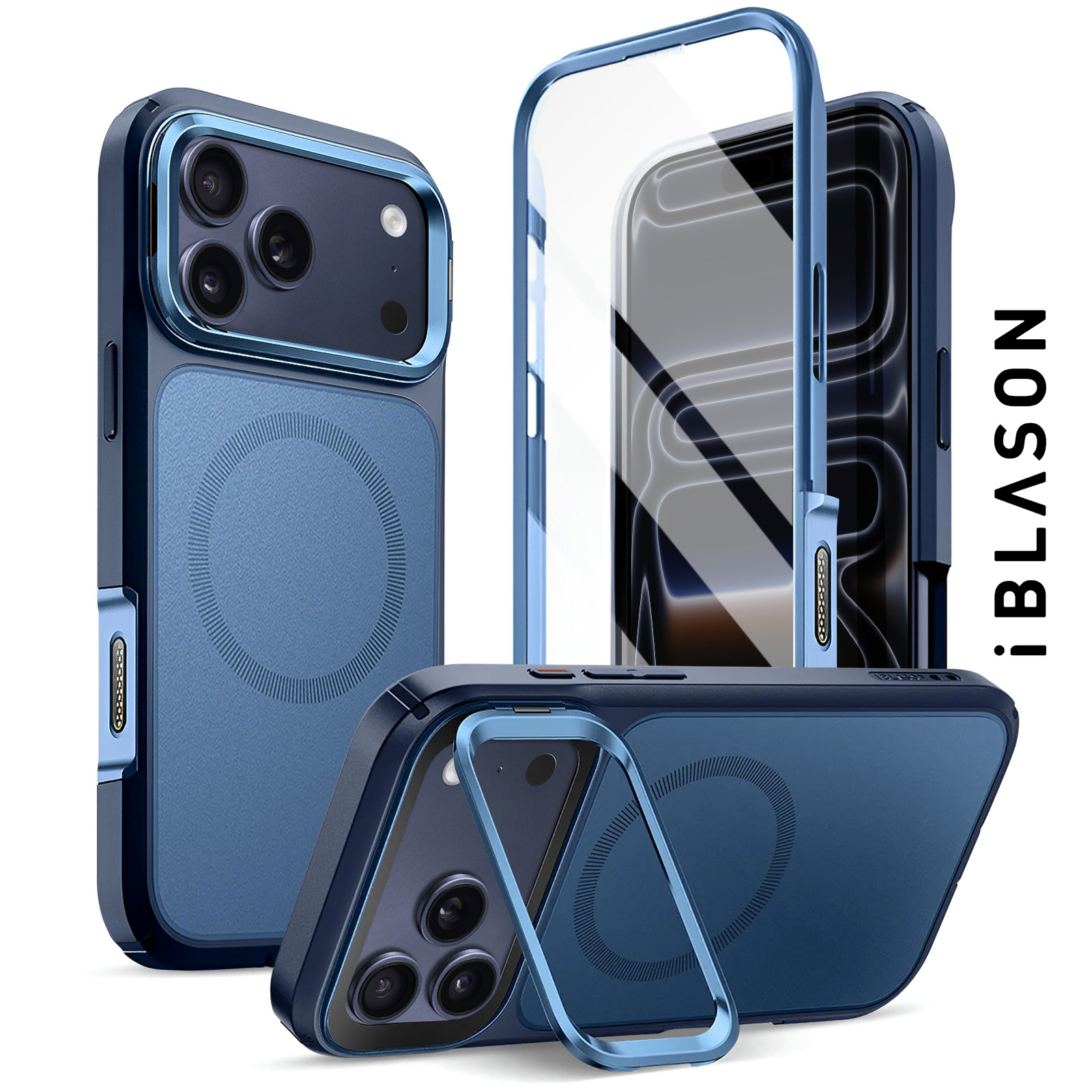 i-Blason Funda Magnética para iPhone 15 Pro MAX Case Transparente con