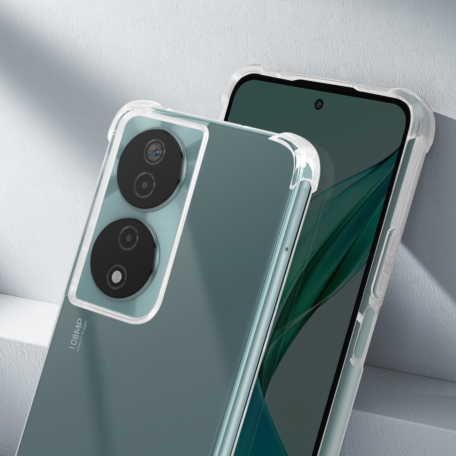 Coque BORYA Pour Honor 90 Lite 5G – Silicone TPU Doux, Dégradé Rose/vert, Anti-jaunissement