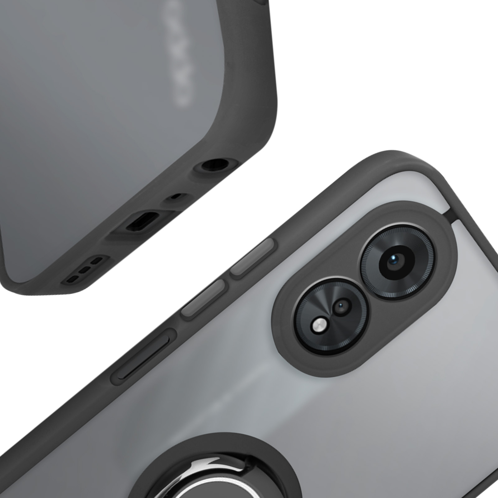 Cover Per Oppo A98 5G Con Supporto Magnetico E Anello 360°, Anti-caduta, Rosso - 5