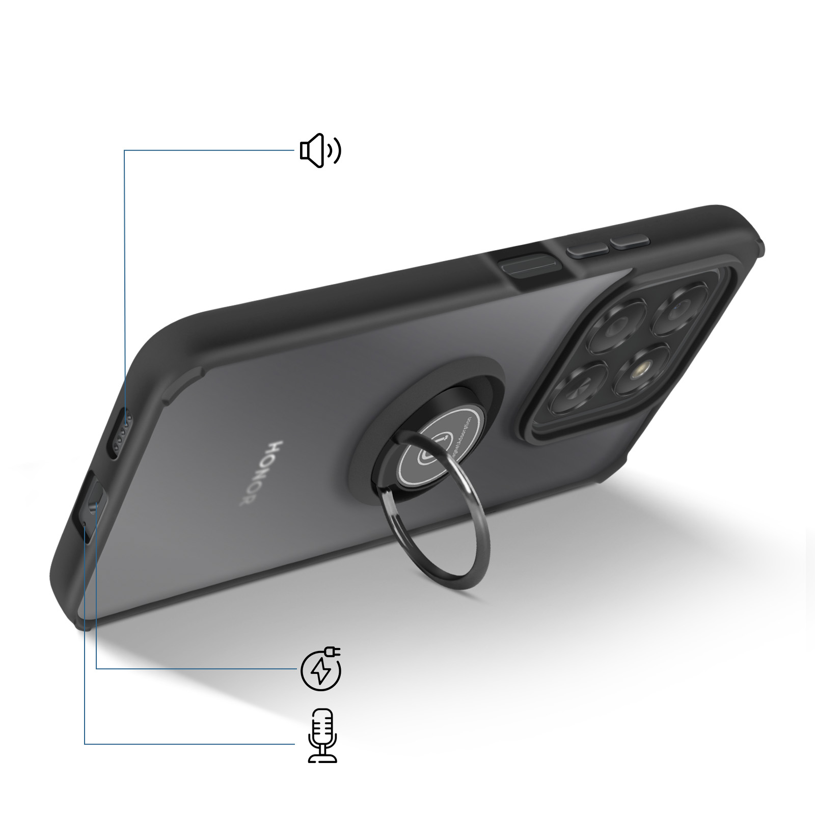 Custodia Honor 400 Magnetica: Protezione Antiurto Con Retro Opaco E 2 Pellicole In Vetro Temperato 9H - Nero