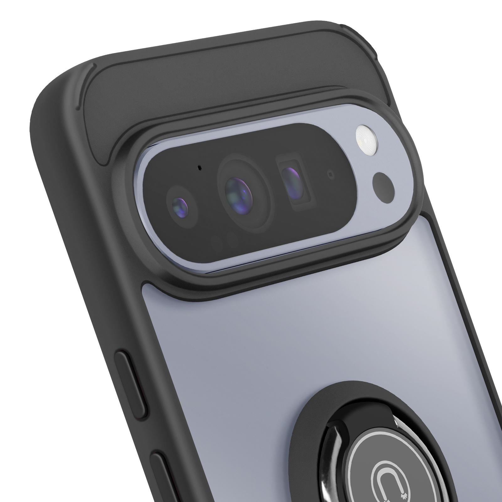 Funda Para Google Pixel 10 Pro XL (6.8 Pulgadas) - Silicona Mate Transparente Con Anillo Soporte Y Base Magnética