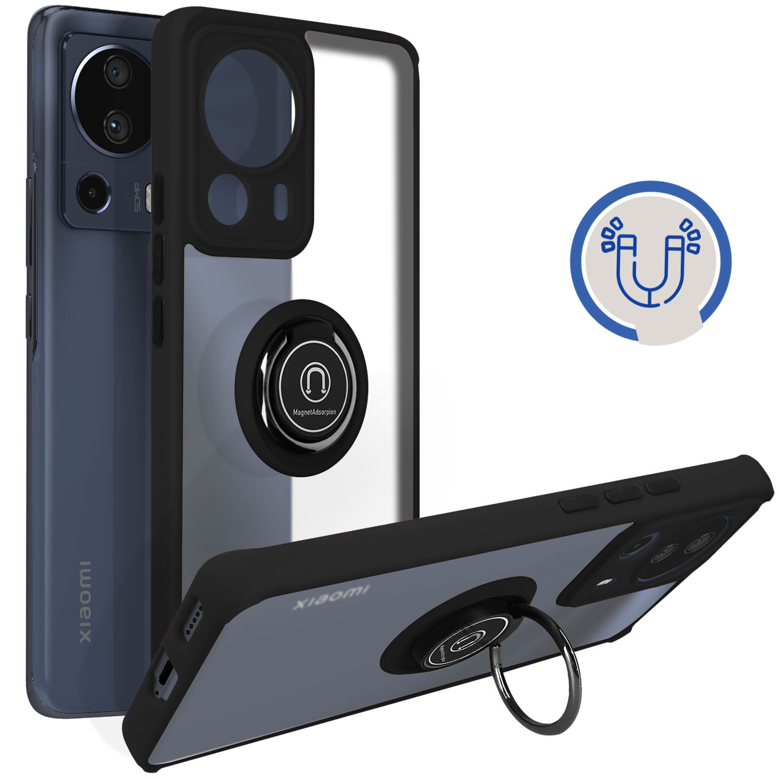 Kit Protezione Per Xiaomi 13 Lite: Cover Slim Nera Carbon Look + Pellicola Vetro Temperato - Foto 3