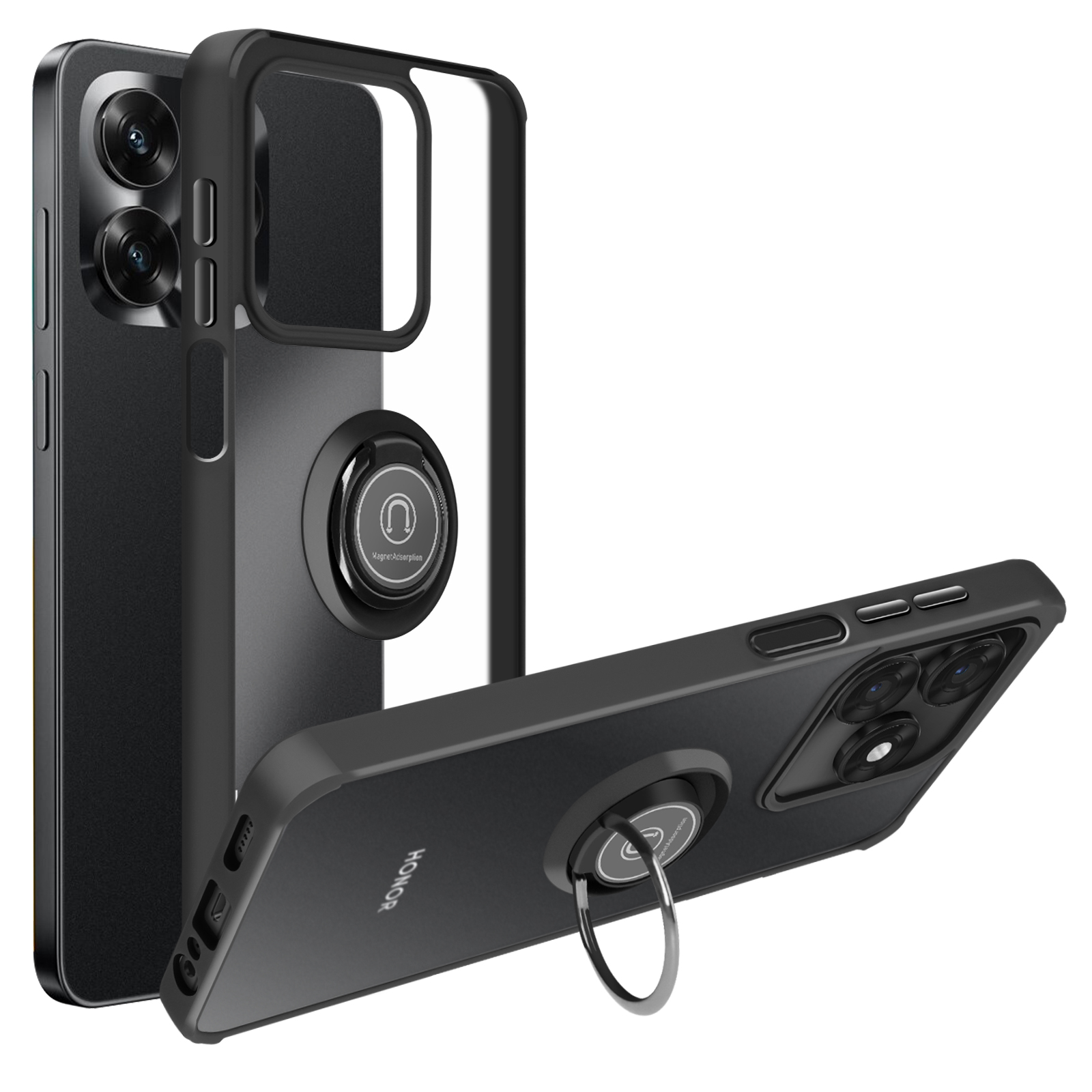 DOINK Cover Armor per Realme C21-Y / C21Y, Custodia TPU+PC Antiurto con Anello Supporto - Blu