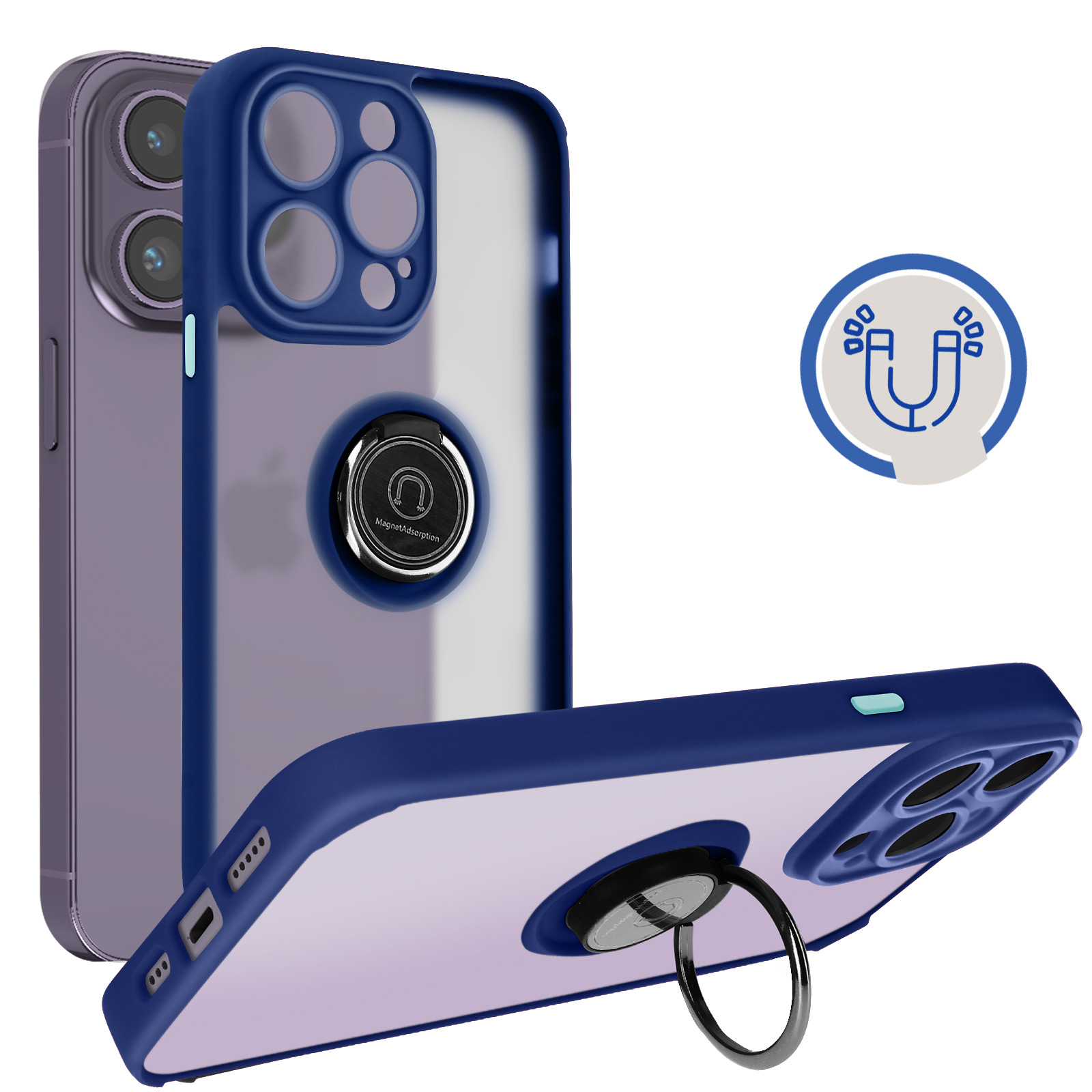 Custodia XINYEXIN Per IPhone 14 Pro Max Con Anello Supporto 360° E Piastra Magnetica - Blu Cielo - 5