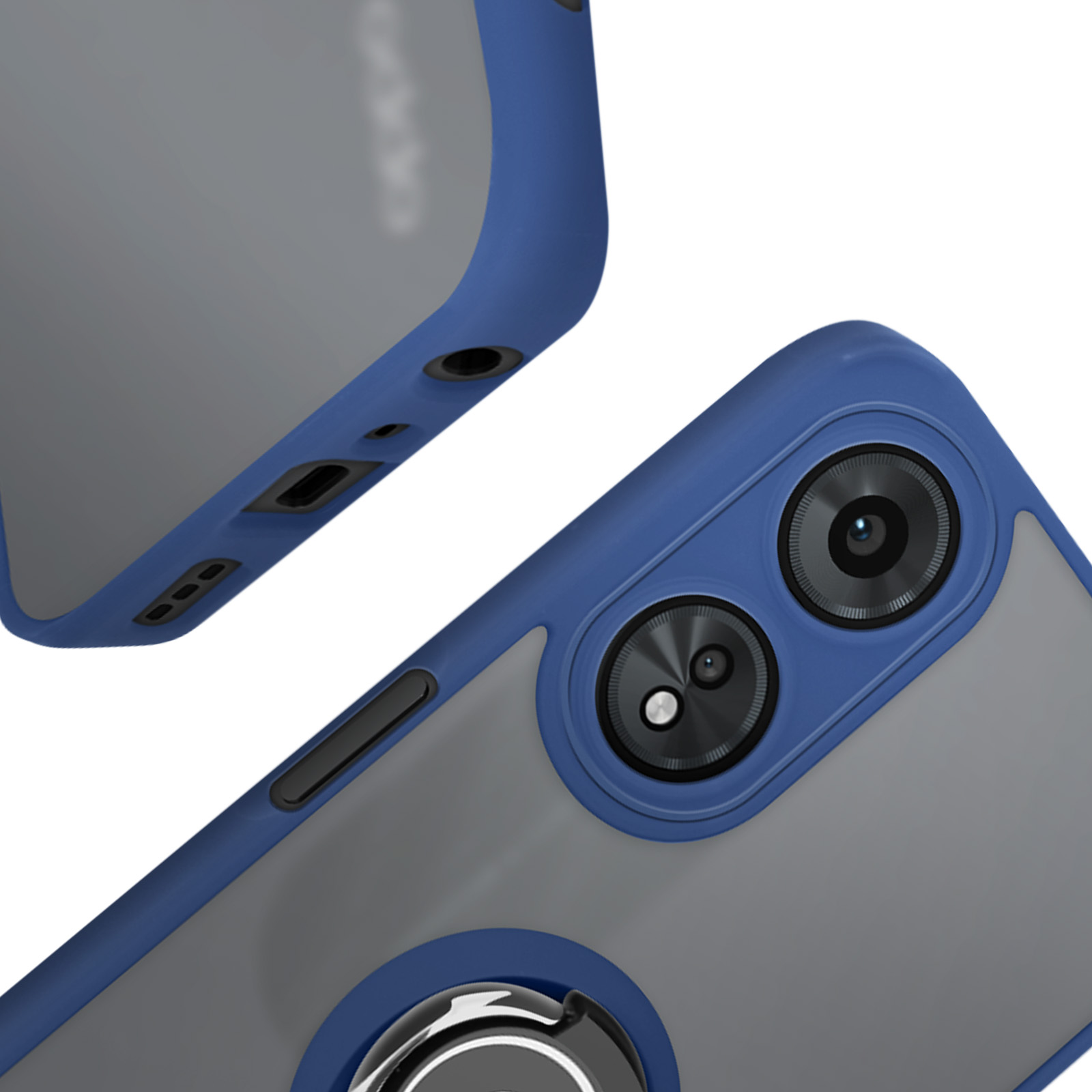 ESTH® Custodia per Oppo A78 5G/A58x 5G/A58 5G con 360° Rotante Staffa, [Compatibile con Supporto Magnetico per Auto], Cover Paraurti PC + TPU, Blu