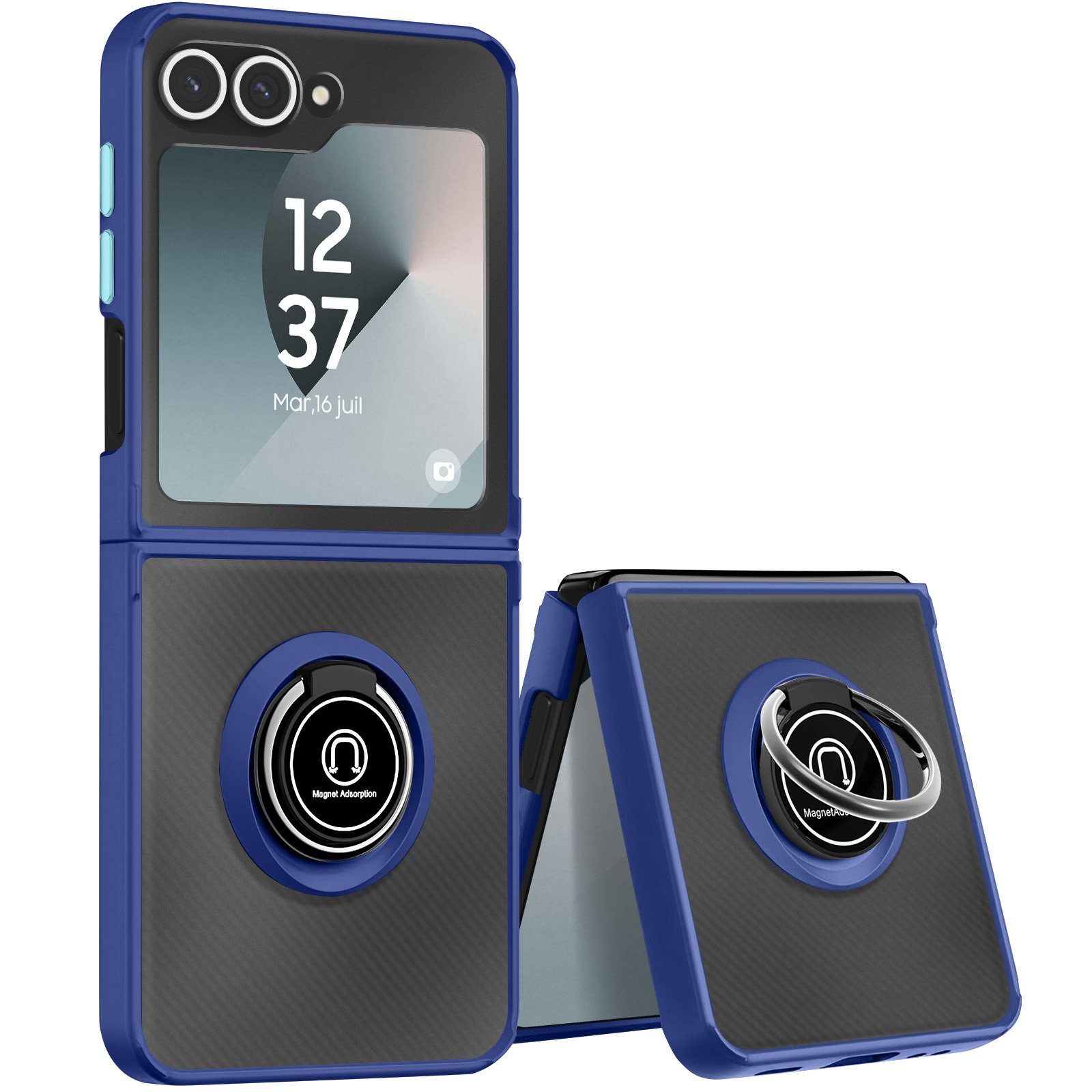Samsung Galaxy Z Flip6 Handyhlle mit Ring-Halterung, Dunkelblau - German