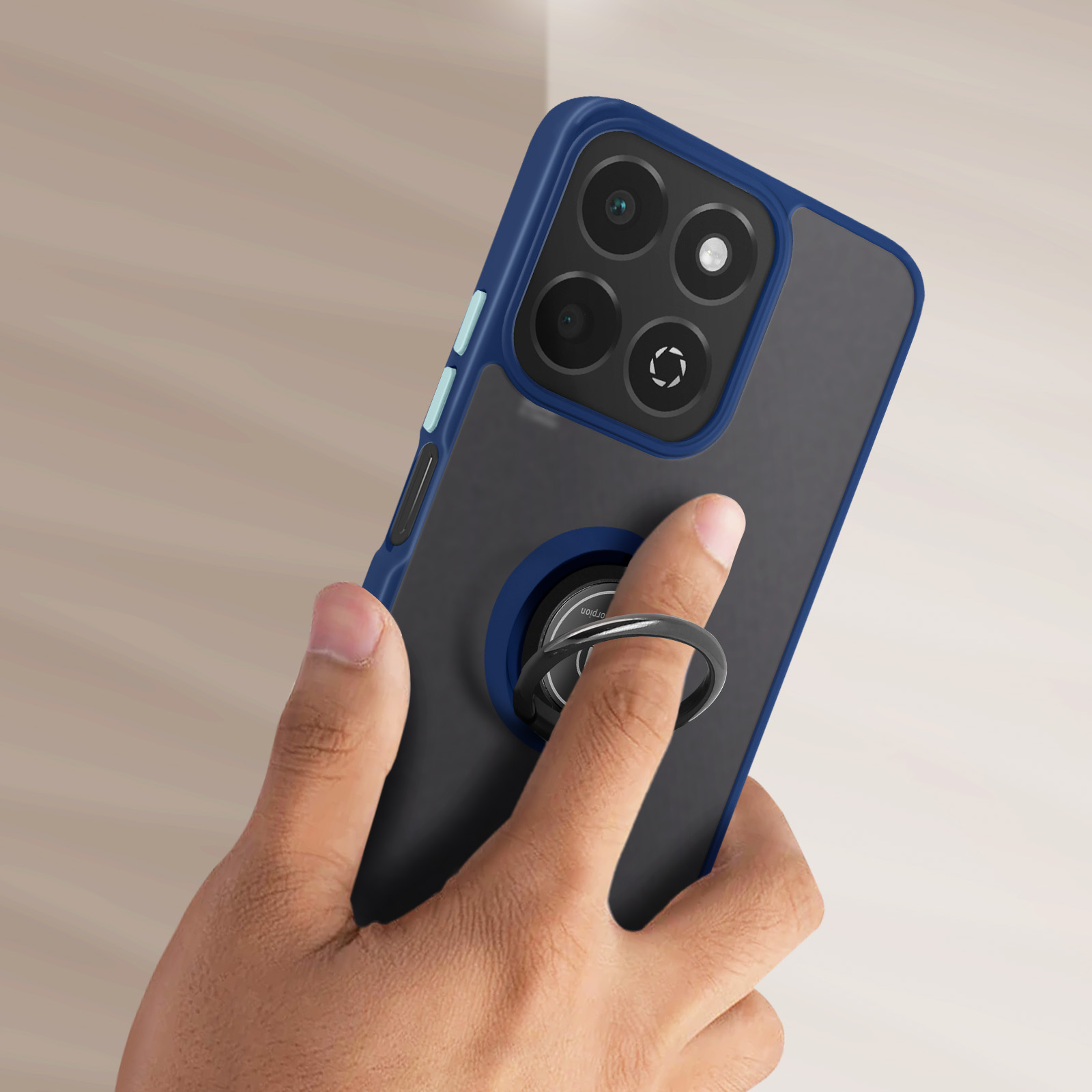 Cover Per Honor 200 Lite Con Anello 360° E Supporto Magnetico, Blu, Antiurdo In Silicone E PC Rigido