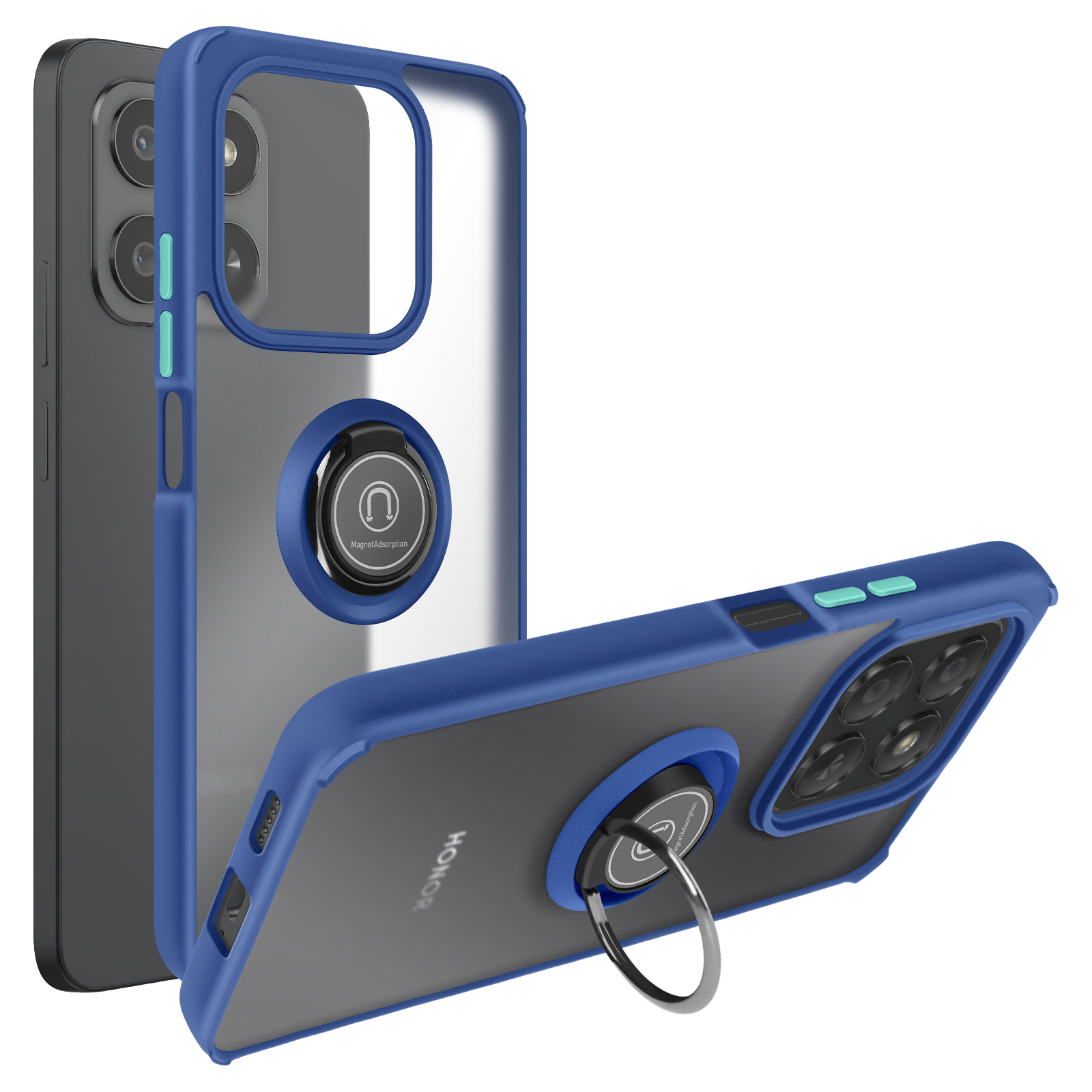 Custodia Honor 70 Con Supporto E Magnete - ESTH, Antiurto Militare PC+TPU, Colore Blu, Compatibile Con Supporto Magnetico Auto - 3
