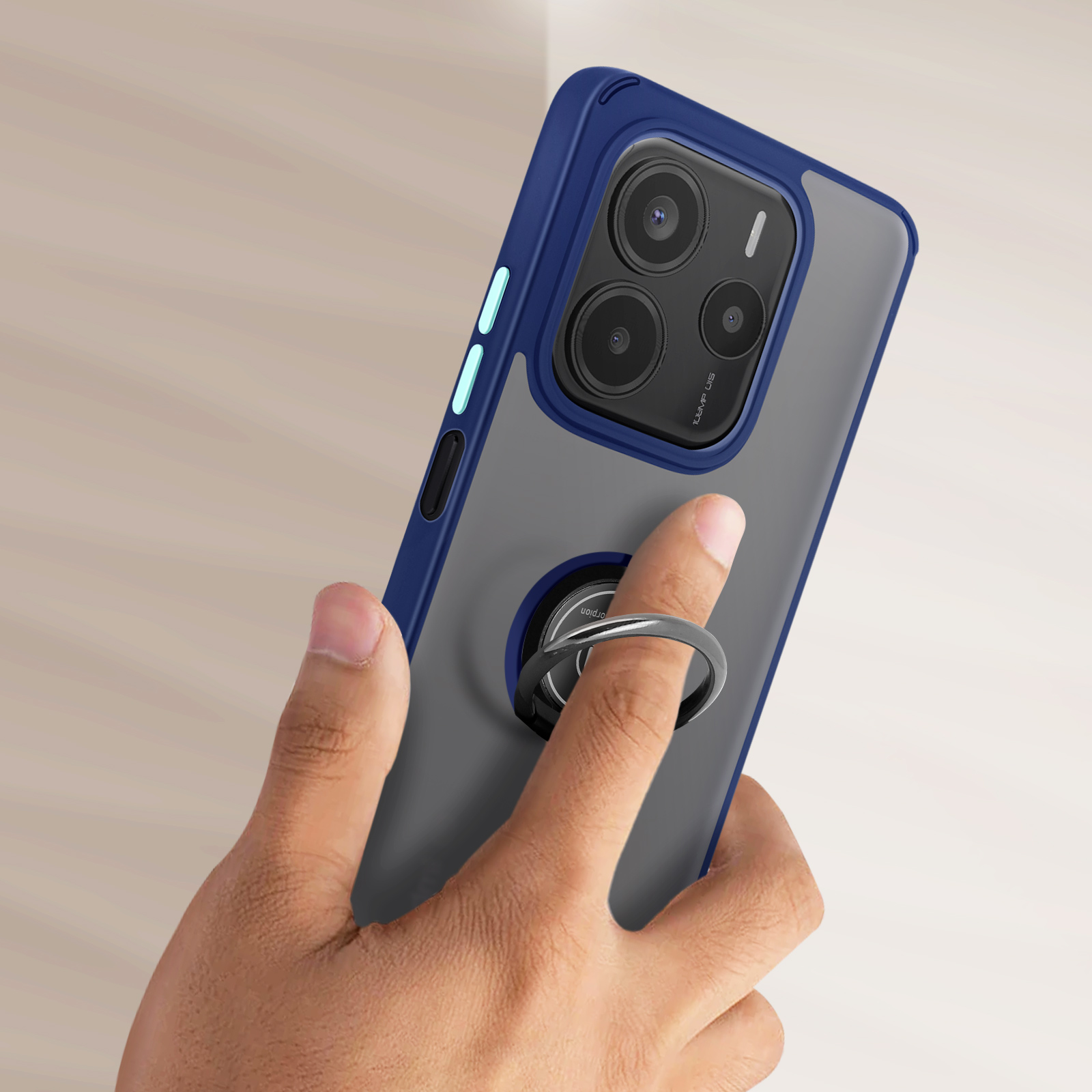 Custodia Per Xiaomi Redmi Note 13 4G Con Protezione Fotocamera Scorrevole E Anello Supporto – Blu, Antiurto