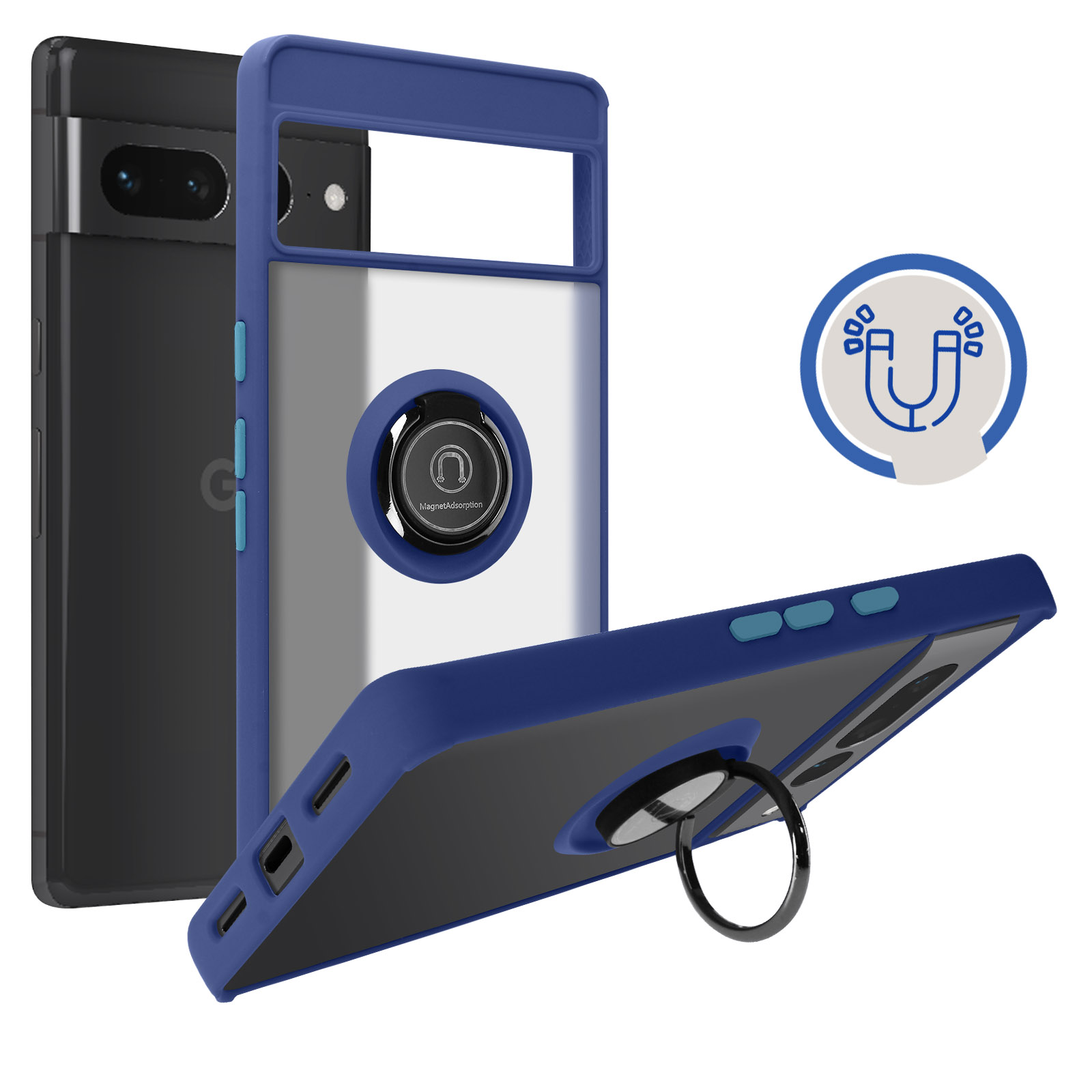 KRAFTCARE per Google Pixel 7 Pro Custodia con anello Cavalletto, Aggiornamento Antiurto e Anti Graffio Supporto Magnetico Anello Supporto Supporto Custodia Protettiva per Google Pixel 7 Pro - Nero