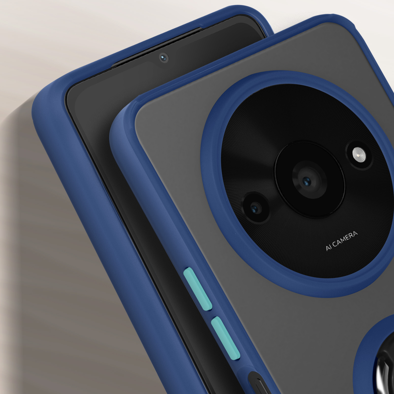 Custodia in carbonio + vetro protettivo 9H per Xiaomi Redmi A3 Blue
