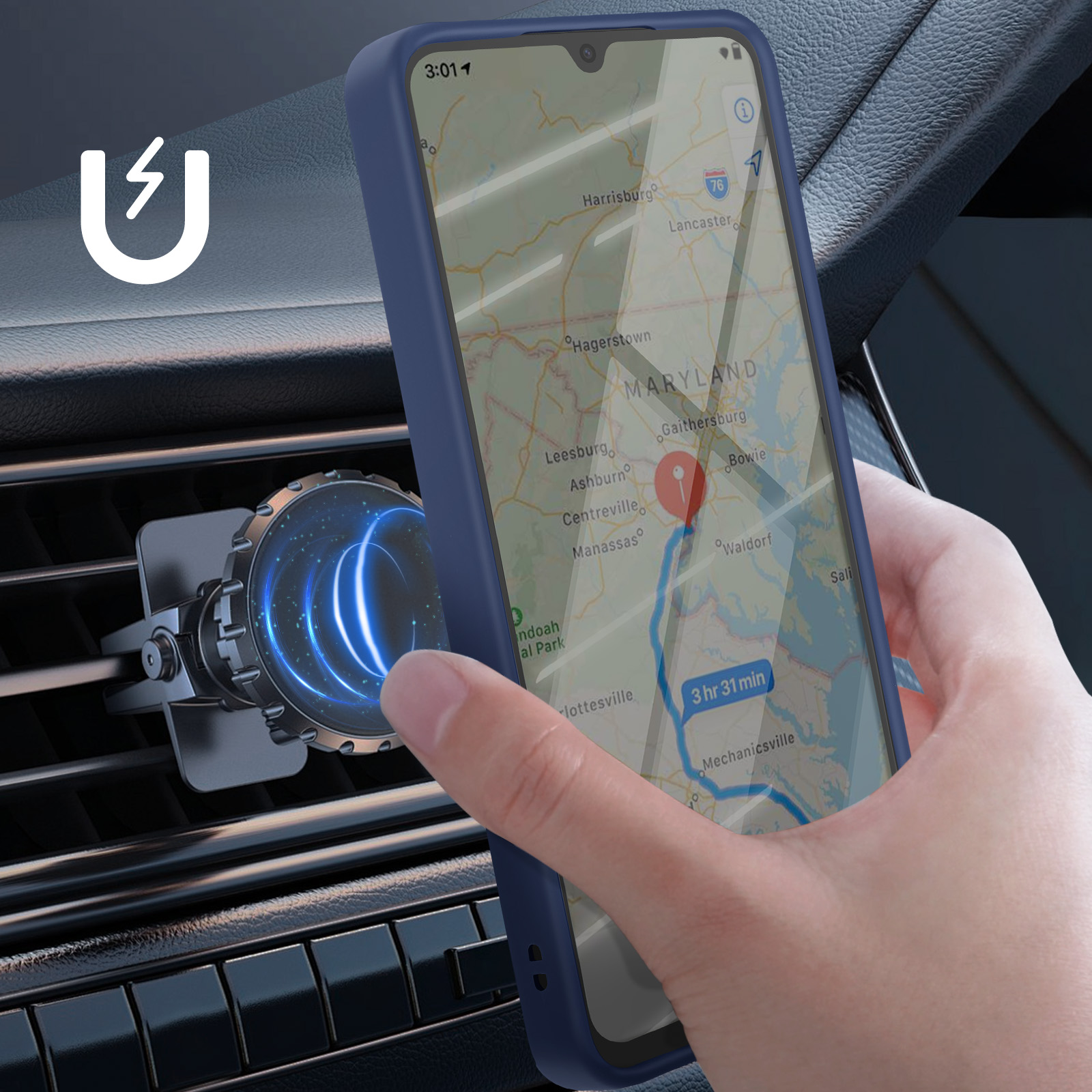 Cover COMAKU Per Xiaomi Redmi 9AT/9A Con Anello Magnetico 360° E Supporto Auto - Blu Reale