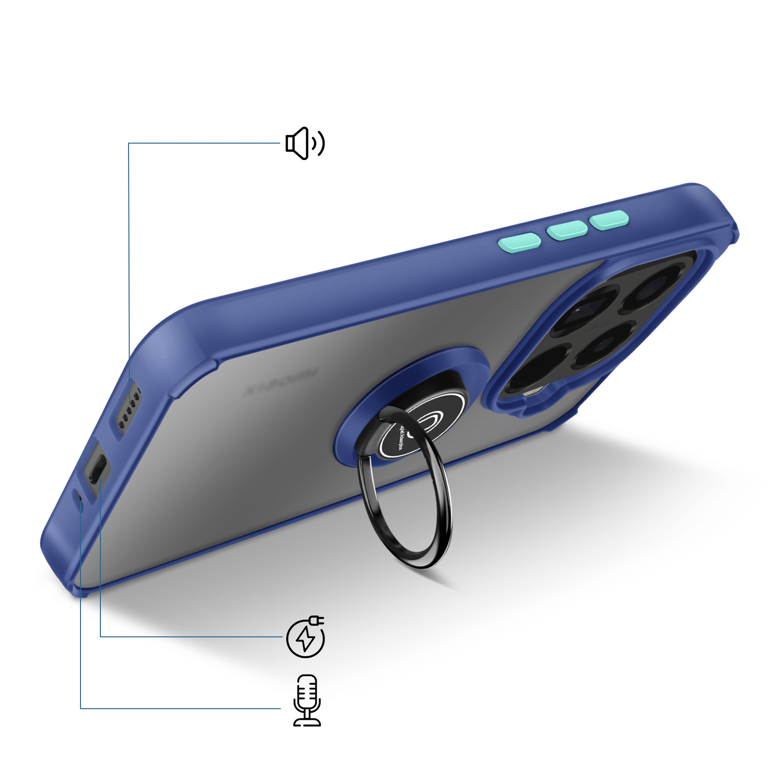 Custodia Blindata Betterfon Per Xiaomi 15 Ultra – Con Protezione Fotocamera, Anello Porta E Supporto, Blu