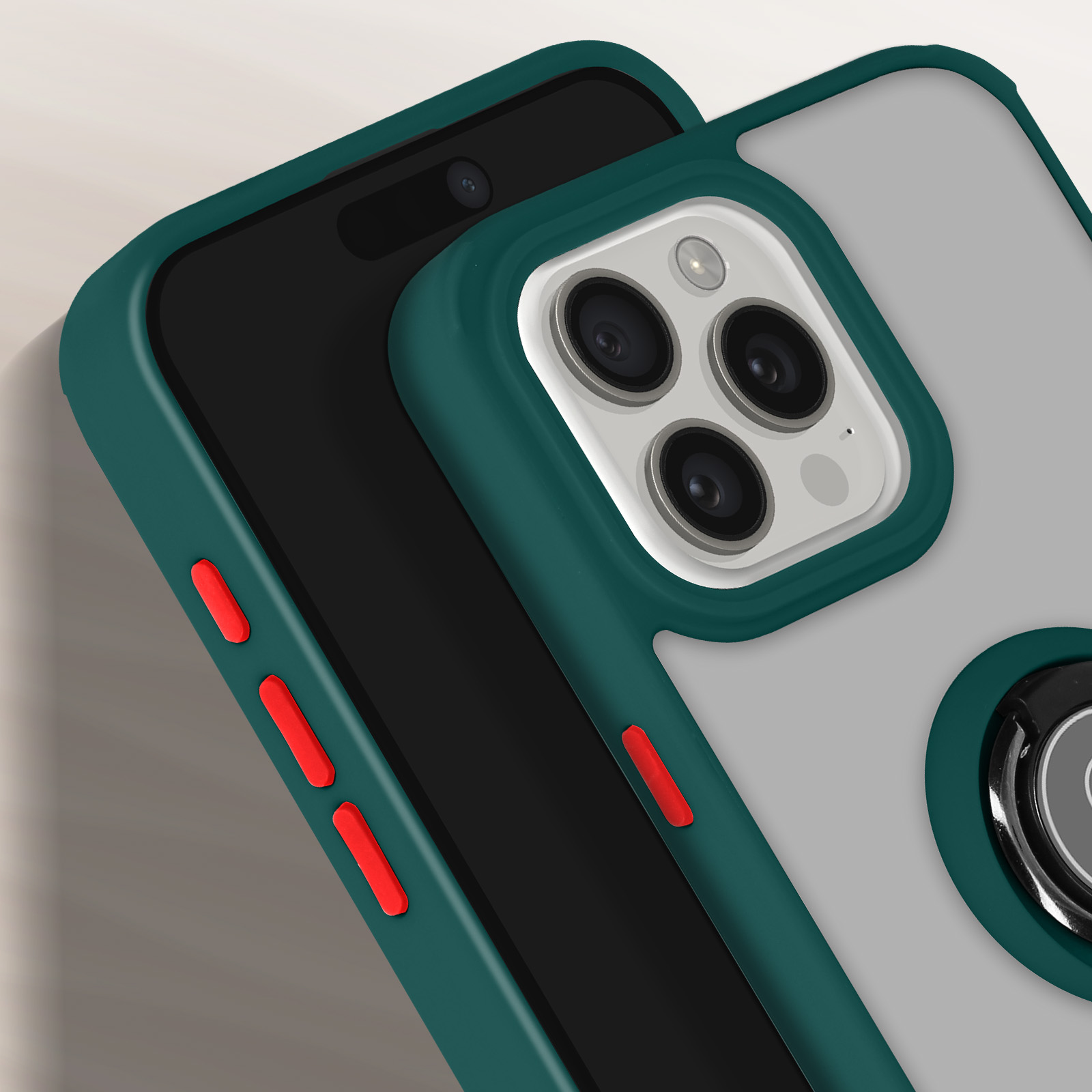 Giyer Custodia Per IPhone 15 Pro Con Pellicola E Protezione Fotocamera - Anello Metallico Rotante 360° - Antiurto Militare - Colore Verde Menta
