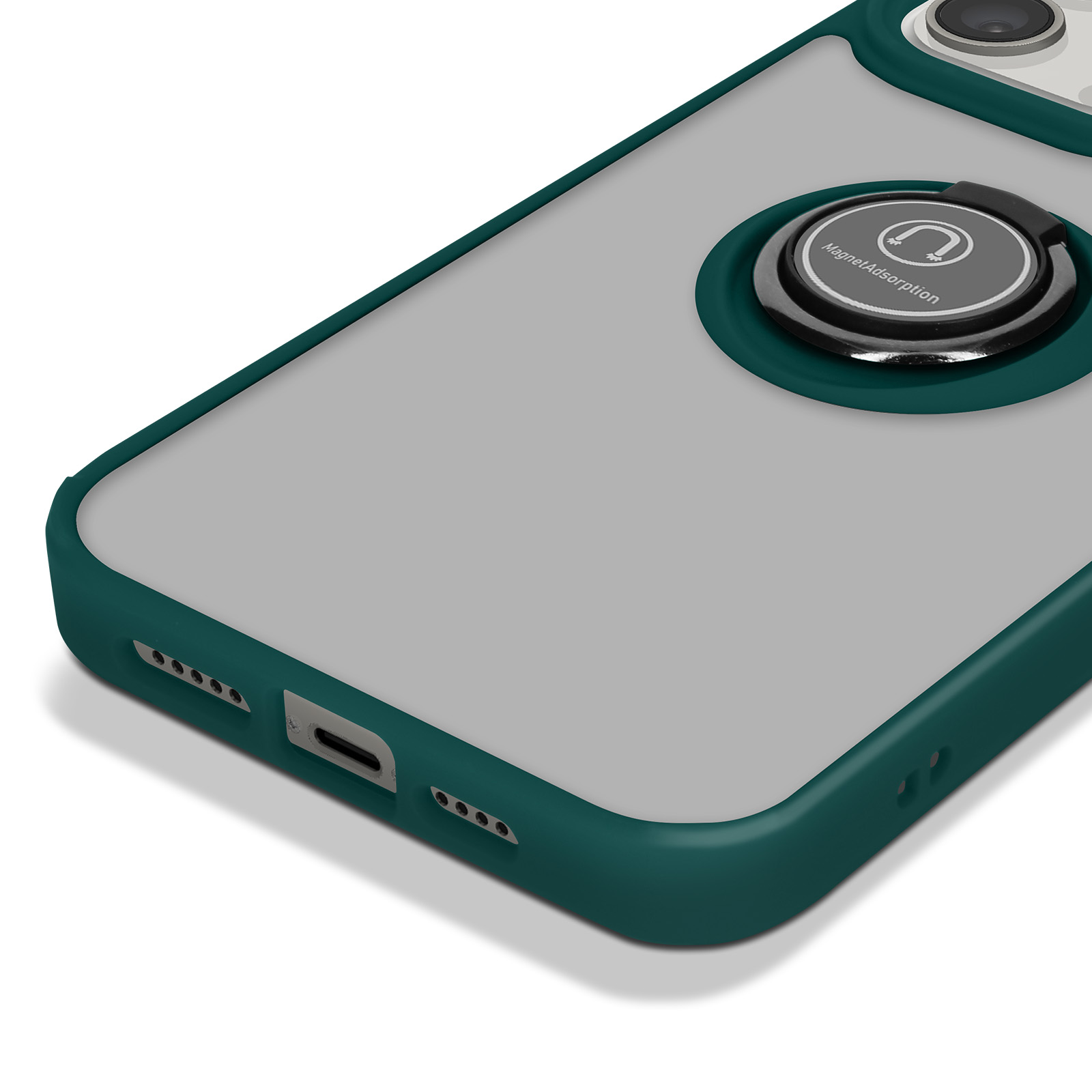 Olgary Cover per iPhone 15 Pro Max con Supporto Magnetico e [2 in 1] Protezione Fotocamera, Custodia Magnetica Anello a 360° Viola Grigio Gradiente Silicone TPU Sottile Morbido Antiurto Cellulare Case