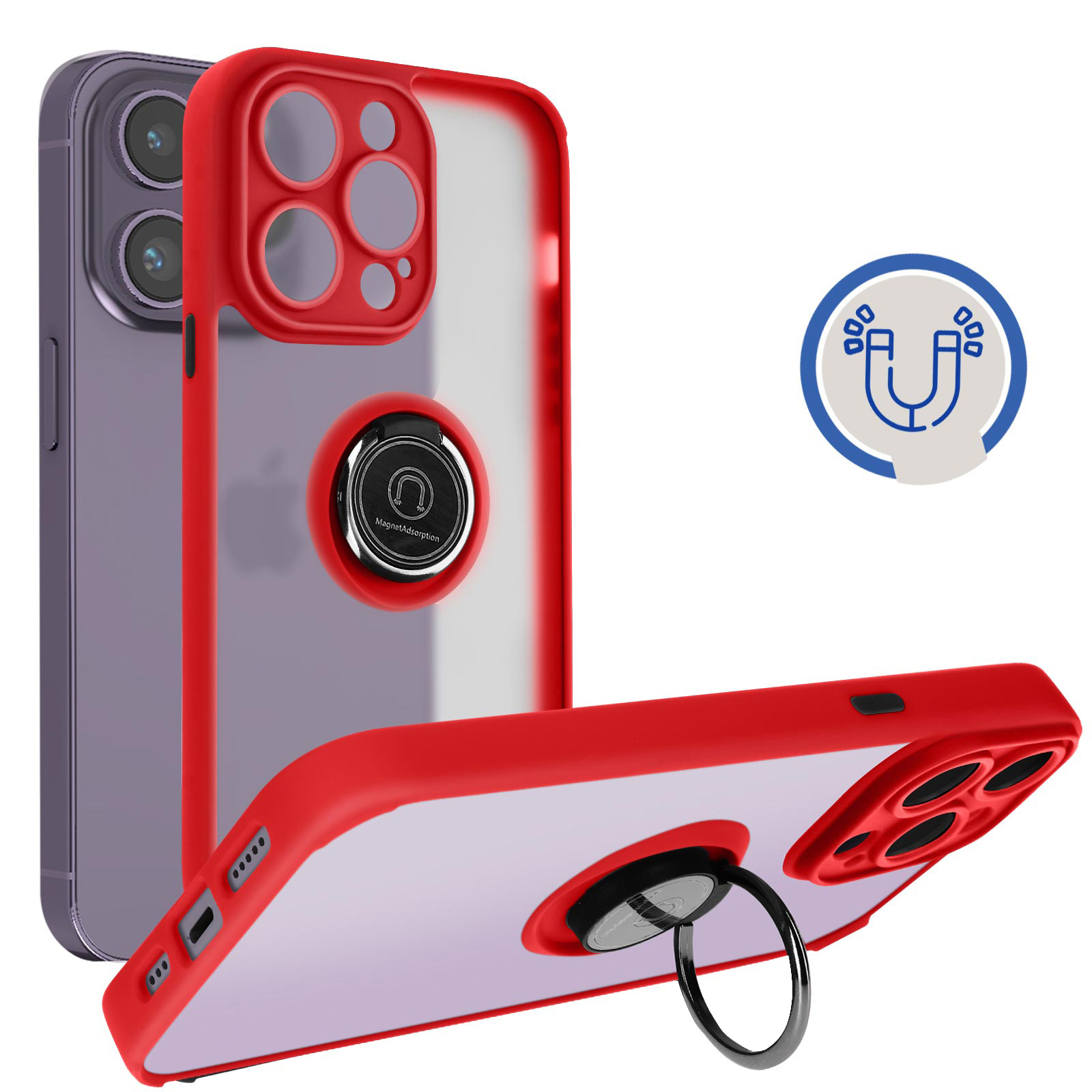 Cover Per IPhone 14 Pro Max XINYEXIN Con Anello Girevole – Traslucida, Antiurto, Supporto Magnetico, Blu Cielo