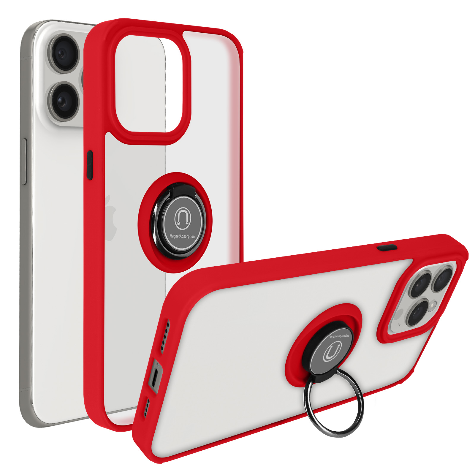 Cover per iPhone 15 Pro con Cordino Compatibile MagSafe, Elettrolitica Antiurto Custodia con Tracolla in Silicone, Laccio e Ring Kickstand
