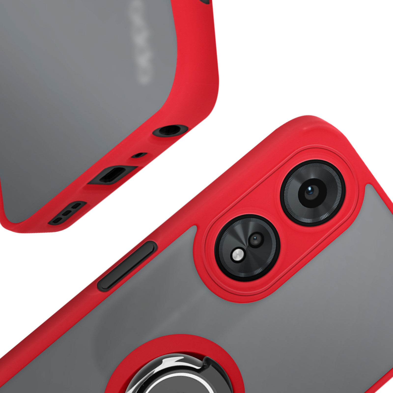 Custodia Armor COMAKU Per Oppo A58 4G | TPU+PC Antiurto, Con Anello Porta E Copri-fotocamera Scorrevole, Rosa Oro