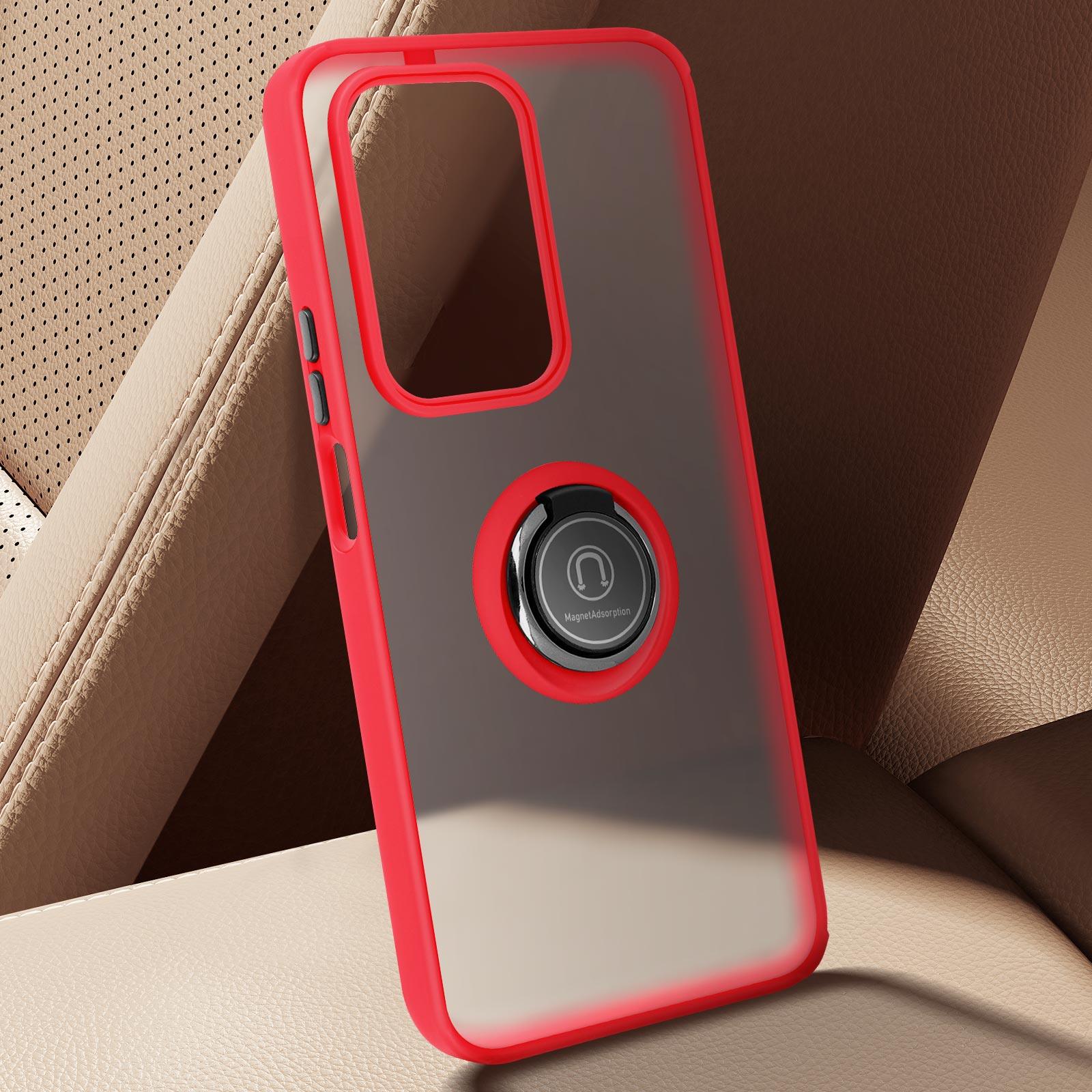 Cover con anello per Honor 200 Lite - retro fumé bordo rosso - Italiano