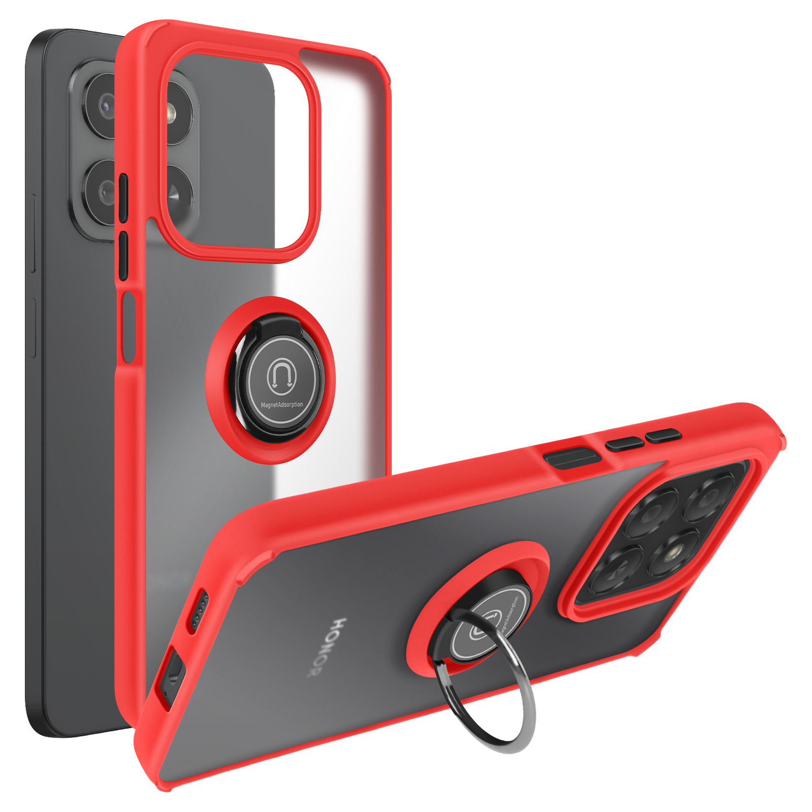 Funda Protectora Antigolpes Con Anillo Magnético Para Honor 90 - Diseño Rugged Armor, Color Negro