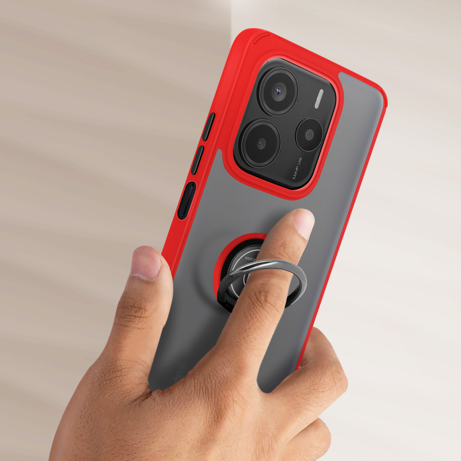 DOMAVER Cover Xiaomi Redmi Note 14 5G Con Supporto Regolabile – Magnetico Magsafe, Nero Traslucido, Protezione Militare
