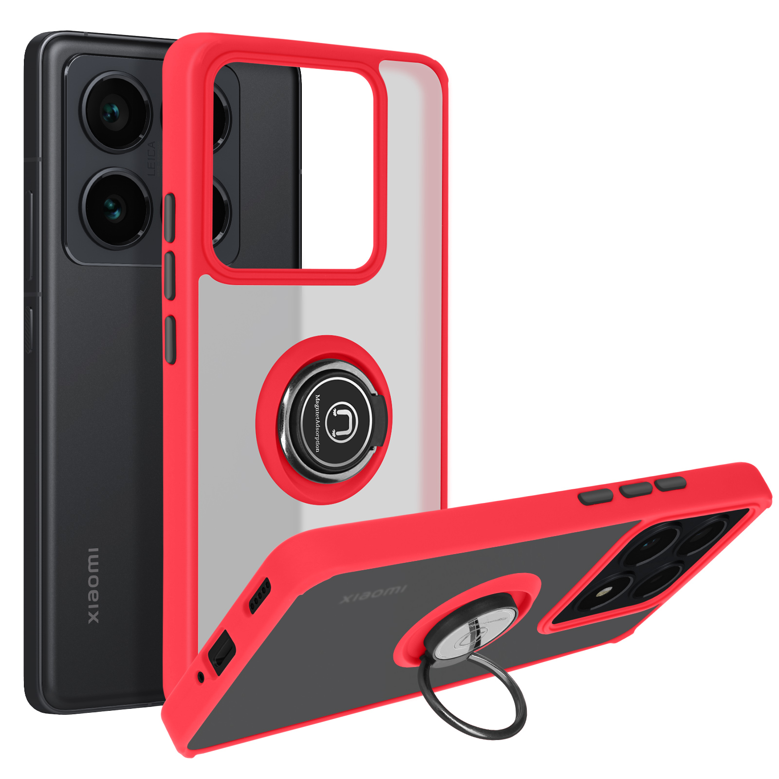 KANSi Cover per Xiaomi 14T Pro/Xiaomi 14T Pro 5G con Vetro Temperato*2, Custodia Protettiva per Smartphone con Anello Rotante - Antiurto Bumper Viola