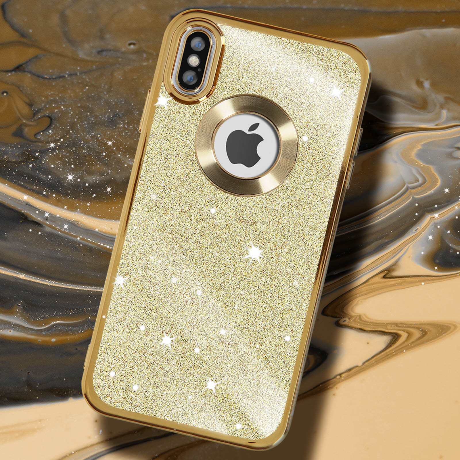 Custodia Con Cavalletto Ad Anello E Glitter Fluttuanti Per IPhone XS Max – Silicone Trasparente, Antiscivolo, Regalo Creativo