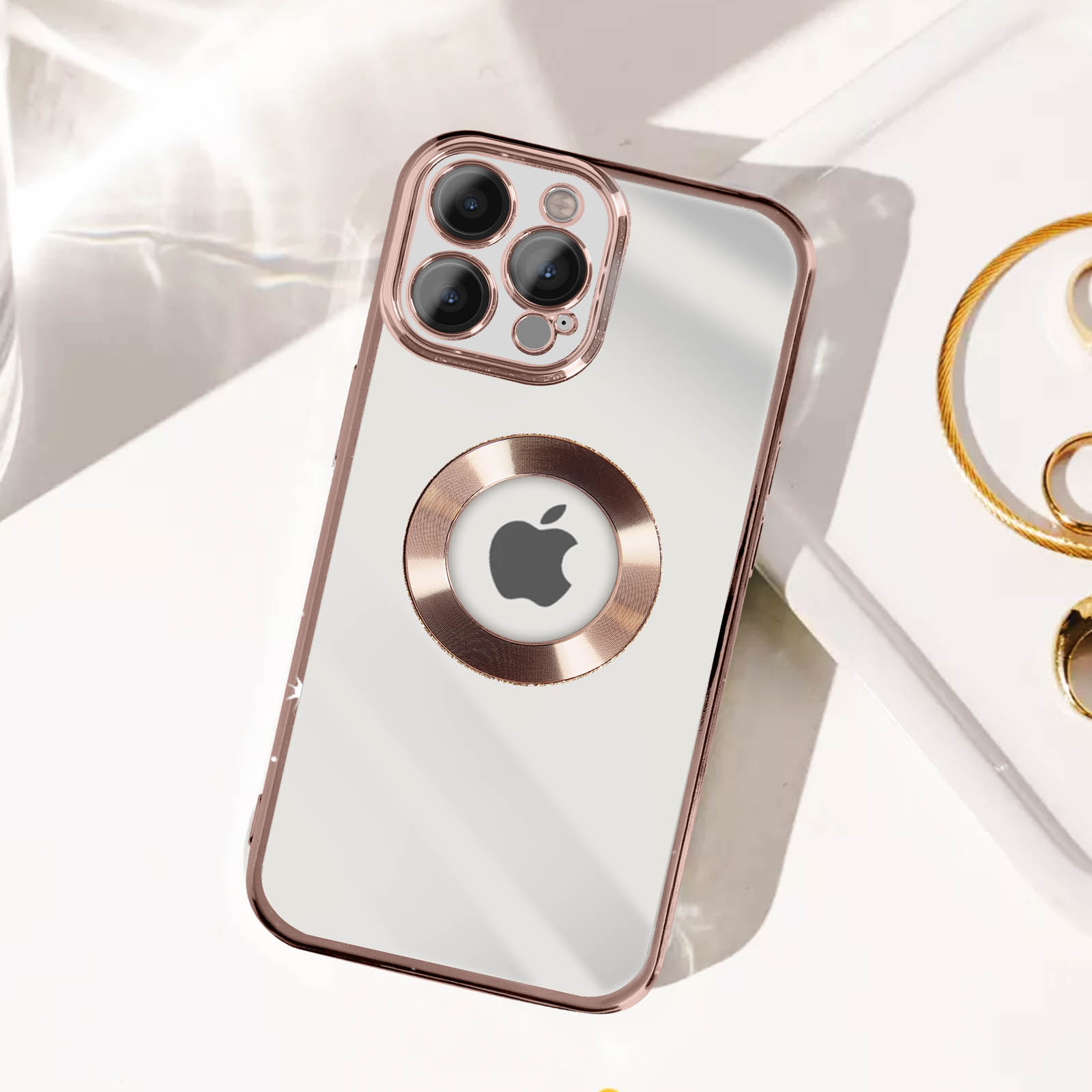 Custodia Jaholan Per IPhone 12 Pro Max – Effetto Marmo Rosa Con Glitter E Bumper In TPU - 2